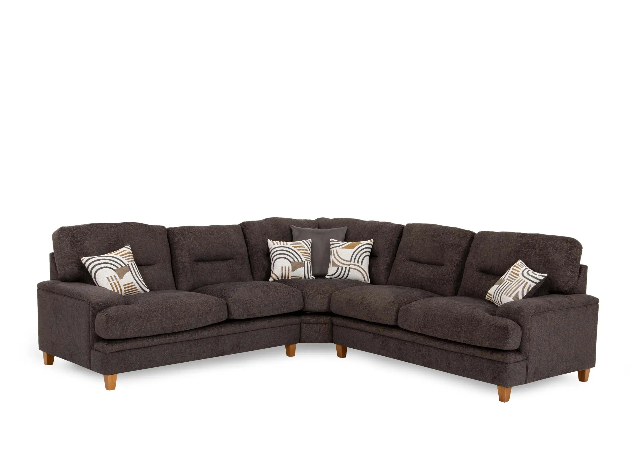 Large Dark Grey Fabric Corner Sofa - Trieste