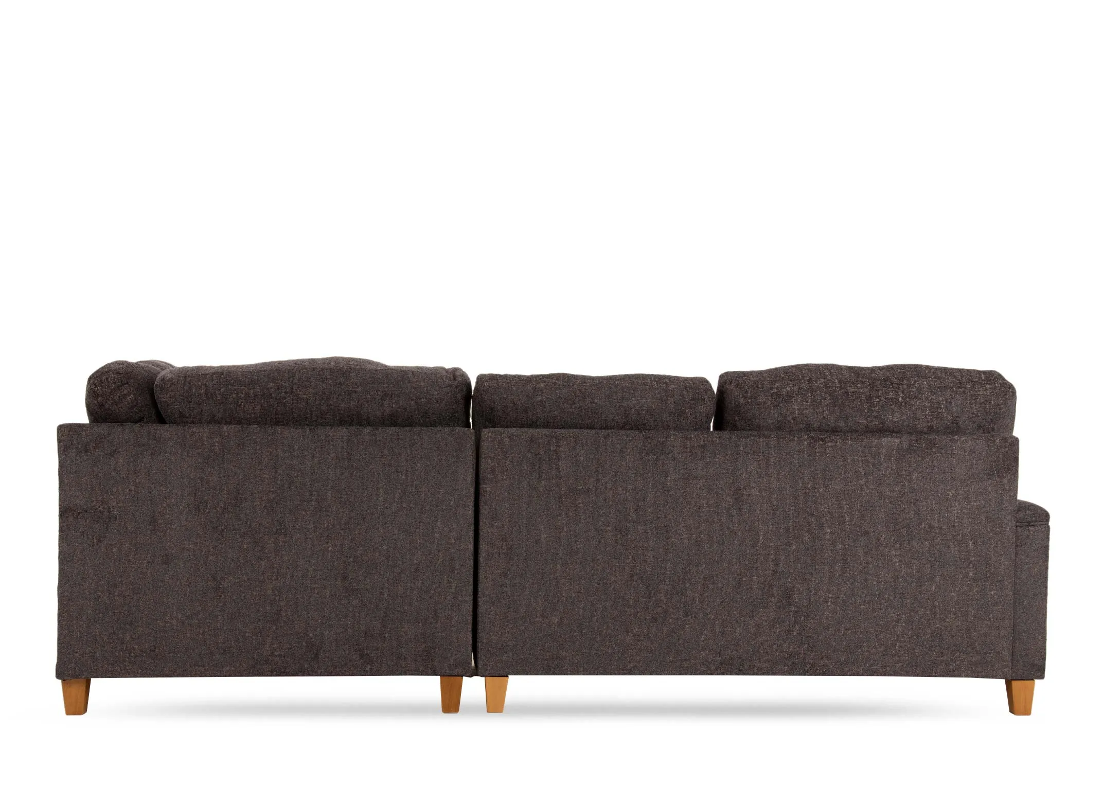 A dark grey fabric large corner group from EZ Livings Trieste range. Back view of wide large frame