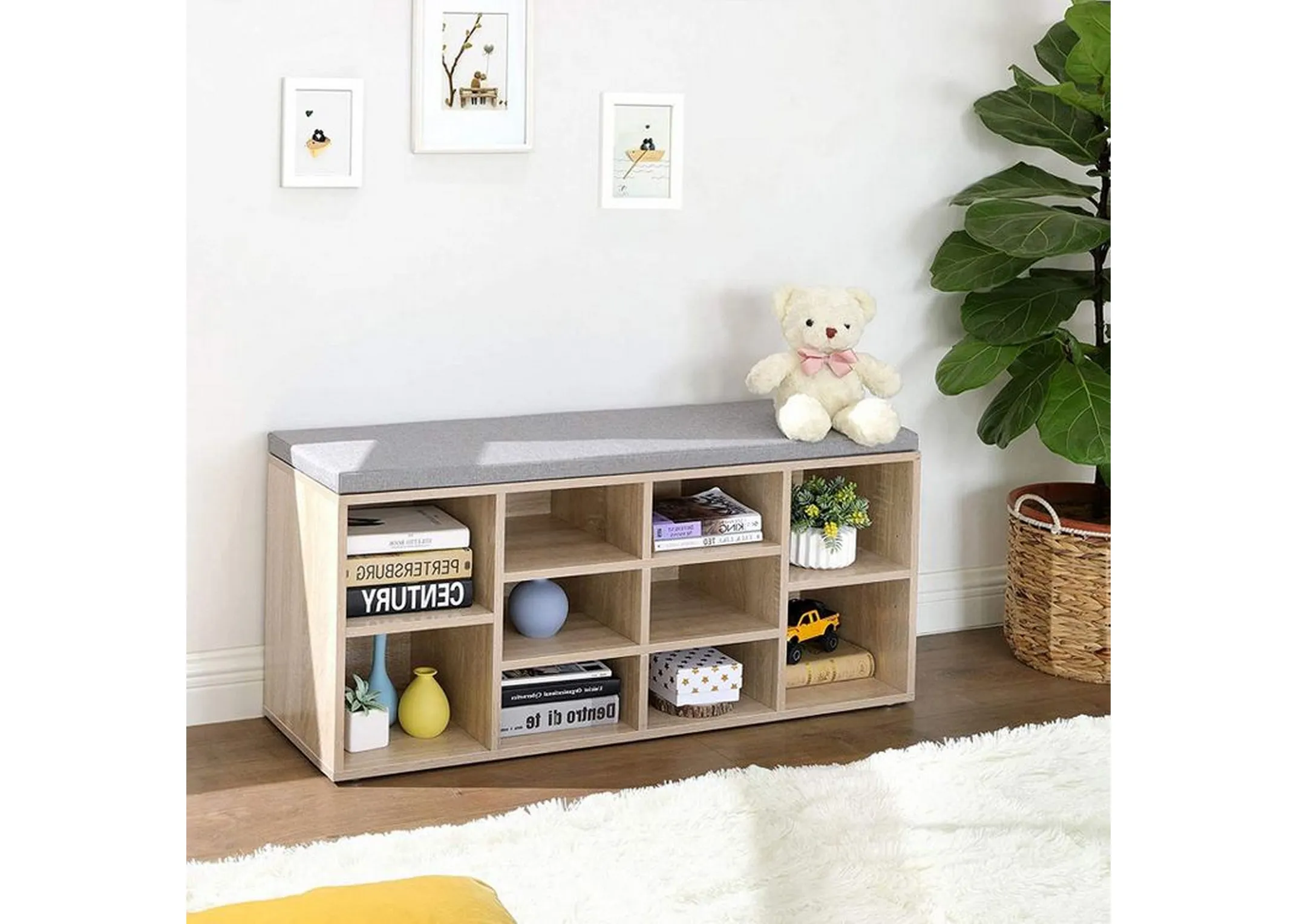 Grey Shoe Storage Bench - Jojo