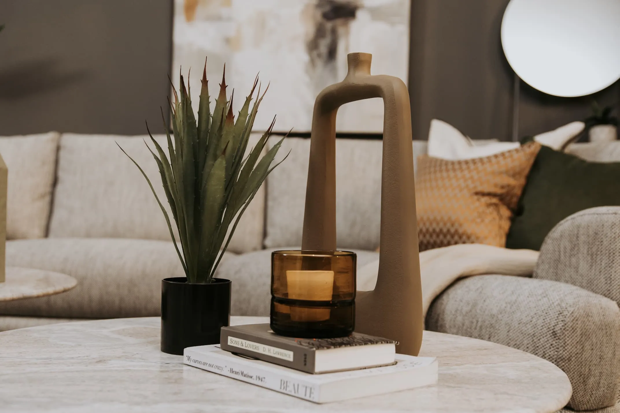 Light Brown Vase with Rectangle - Deco
