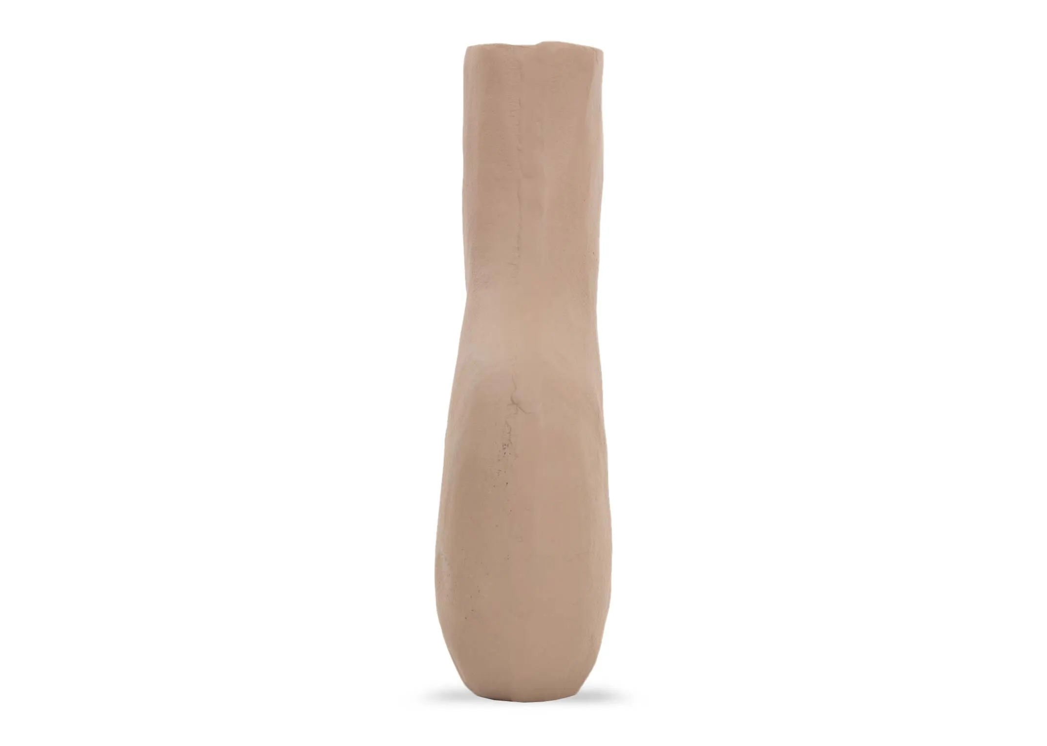 A light brown vase with hole from EZ Livings Deco range. Side view
