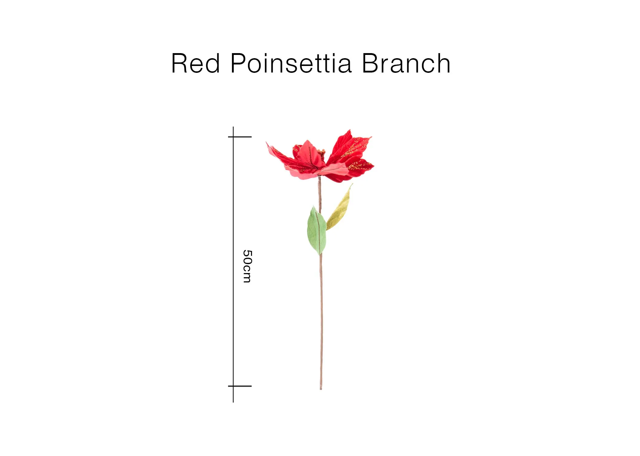 A lifestyle image of the Red Poinsettia Branch on a Vermont Snow tree.