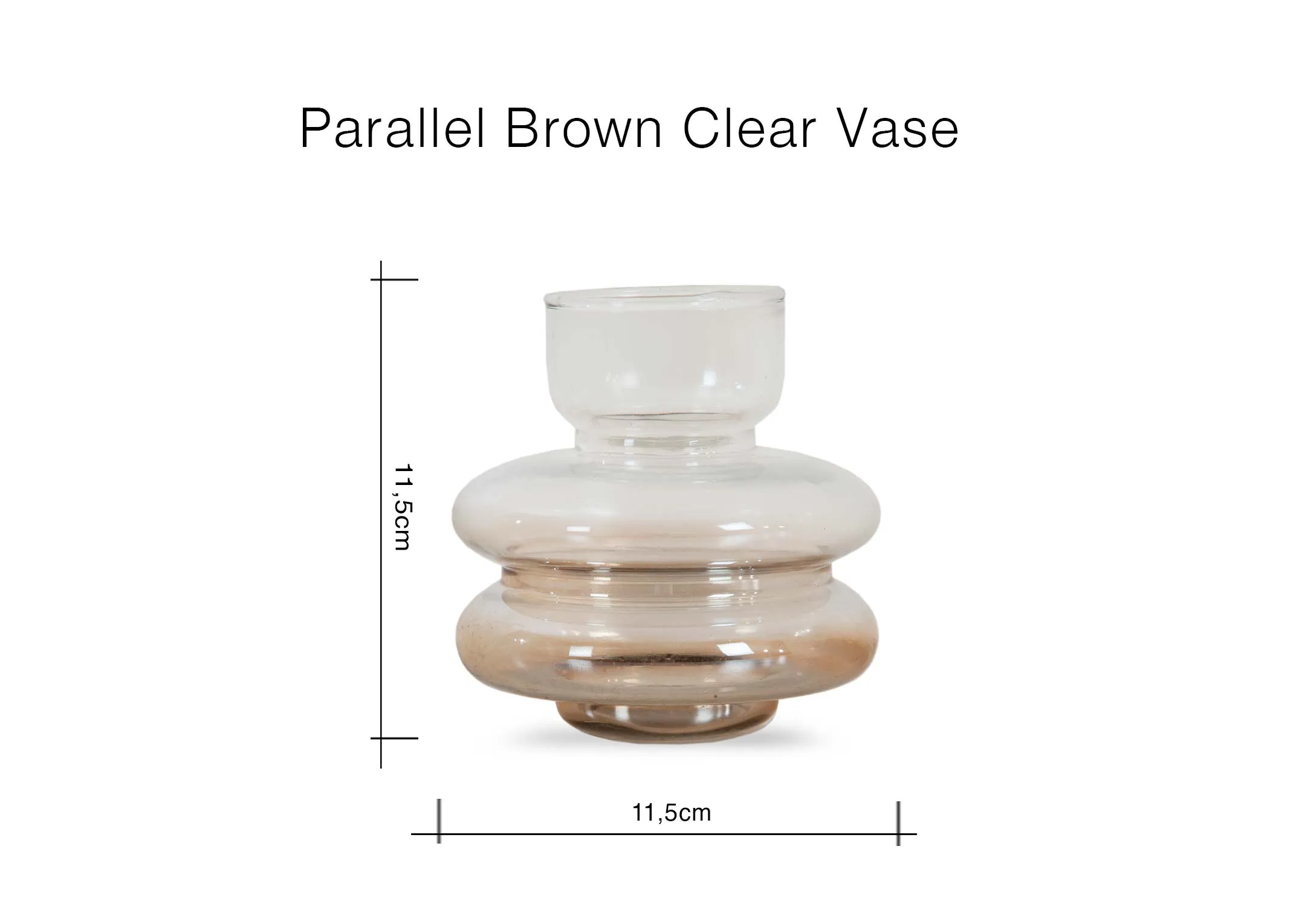 A dimension image of the Parallel Brown Vase with 11.5cm x 11.5cm