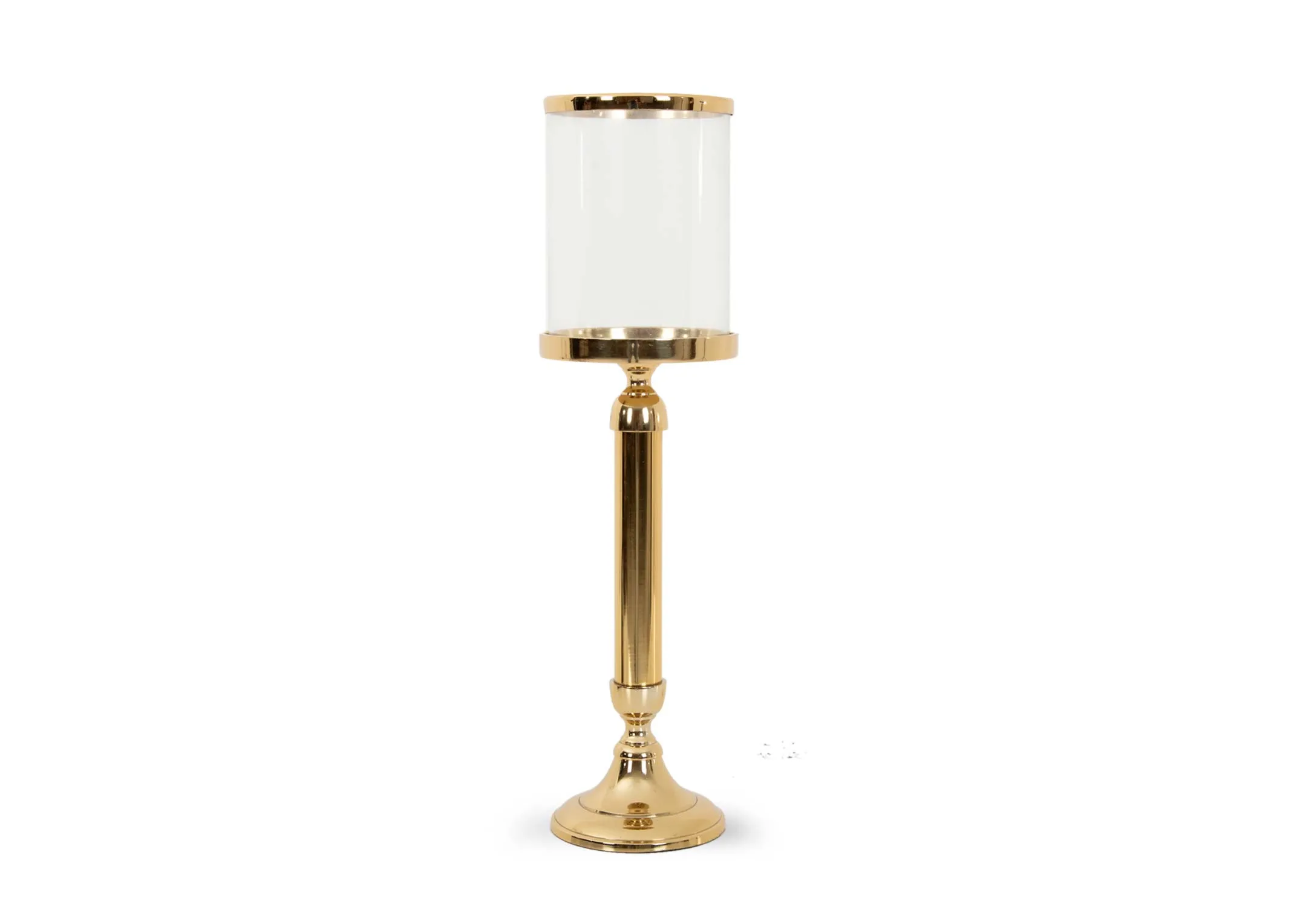 Medium Pillar on Gold Stand- Christmas Candle Holder