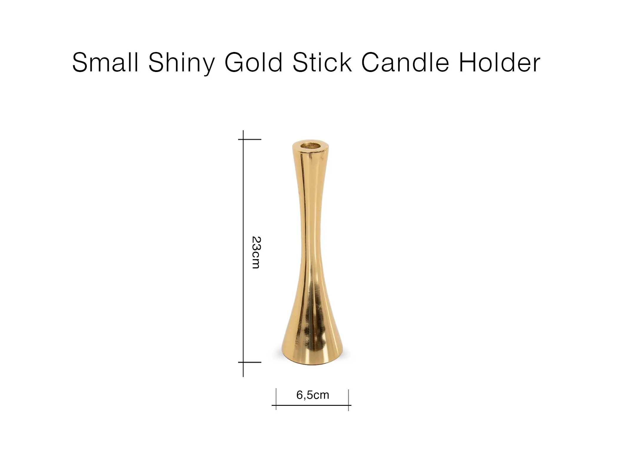 A lifestyle image of the Gold Candle Holders on a wooden tray.