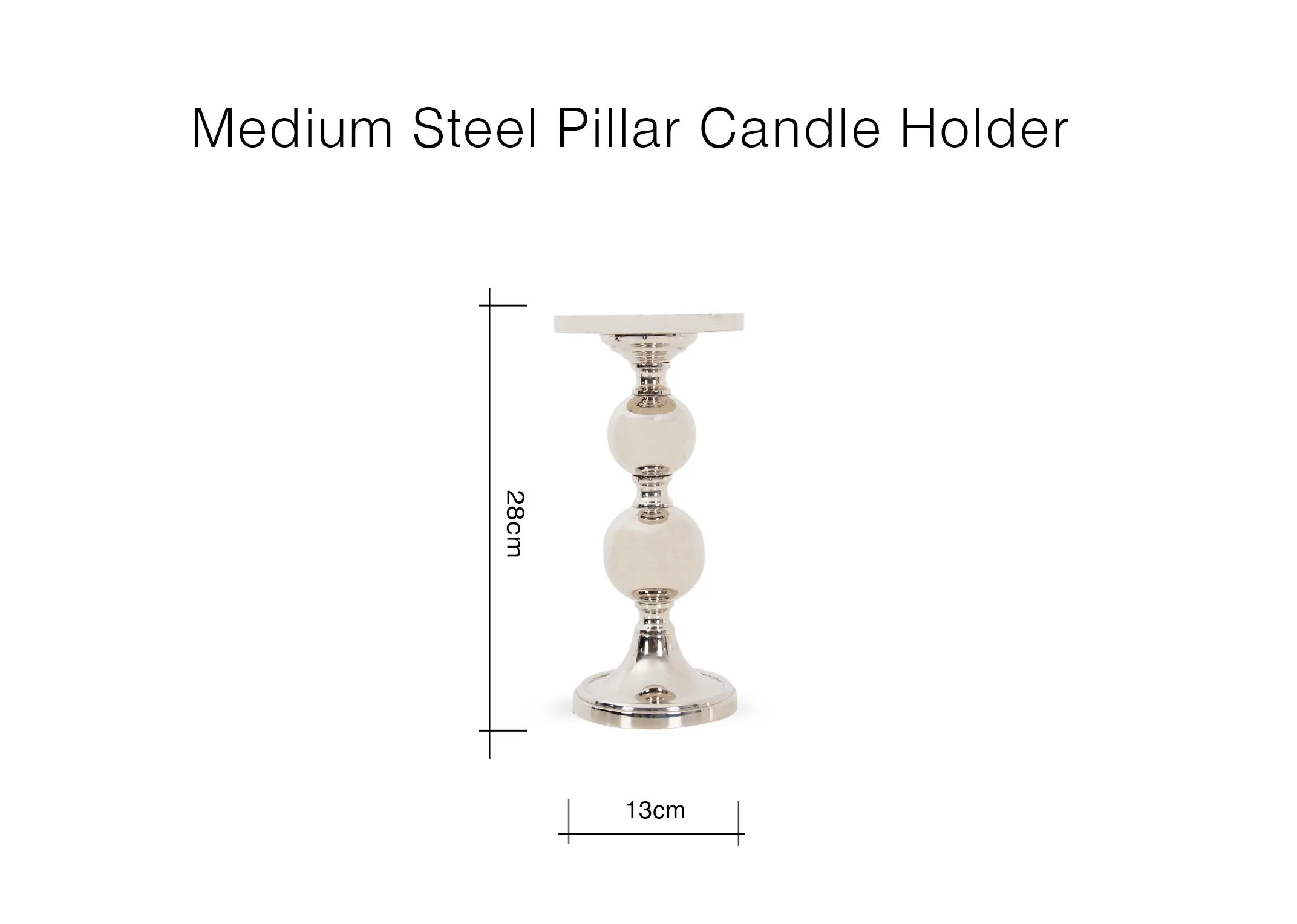 A lifestyle image of a wood tray on a coffee table with 2 silver pillar candle holder stands with candles.