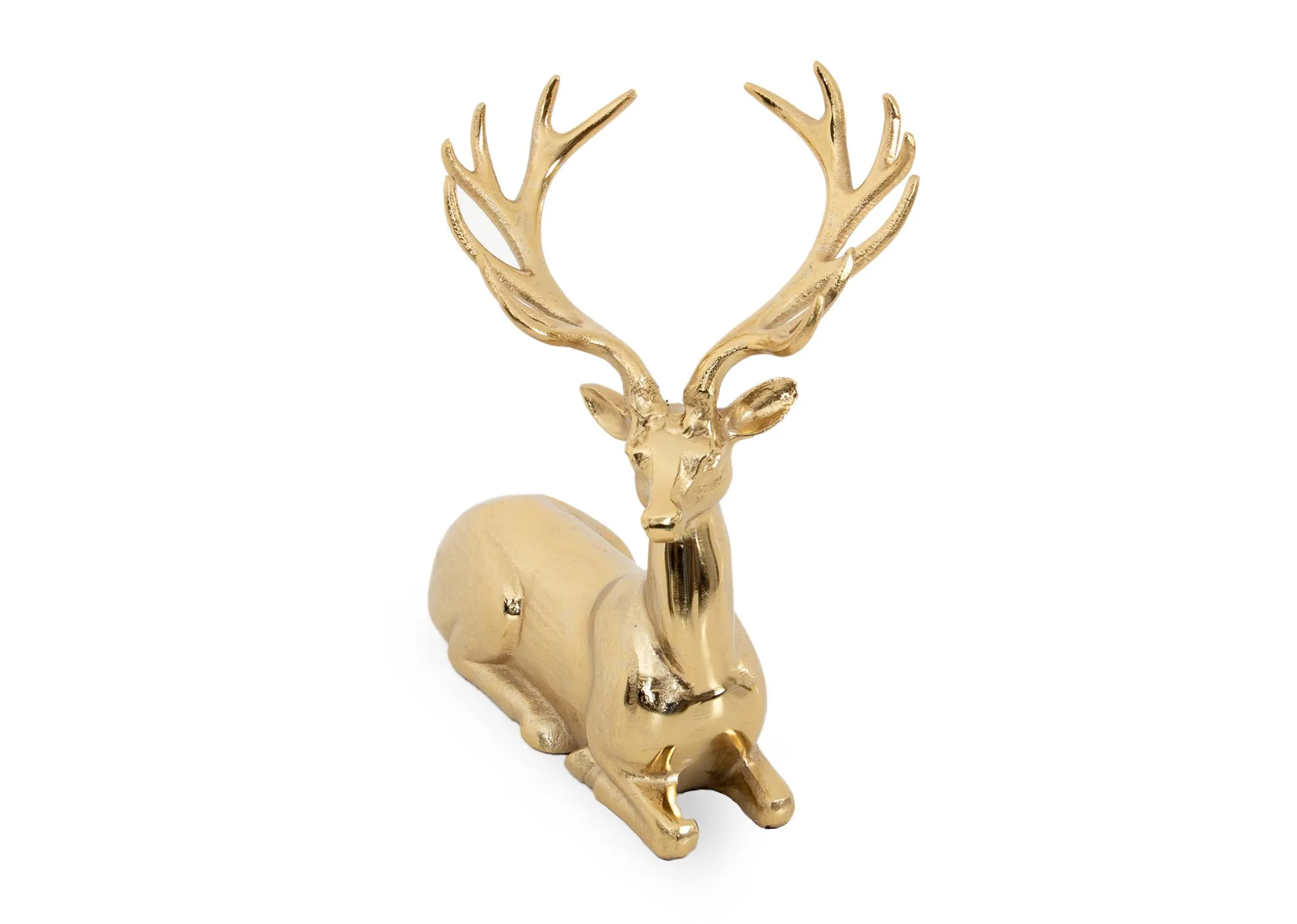 Gold Sitting Reindeer - Christmas Figurine