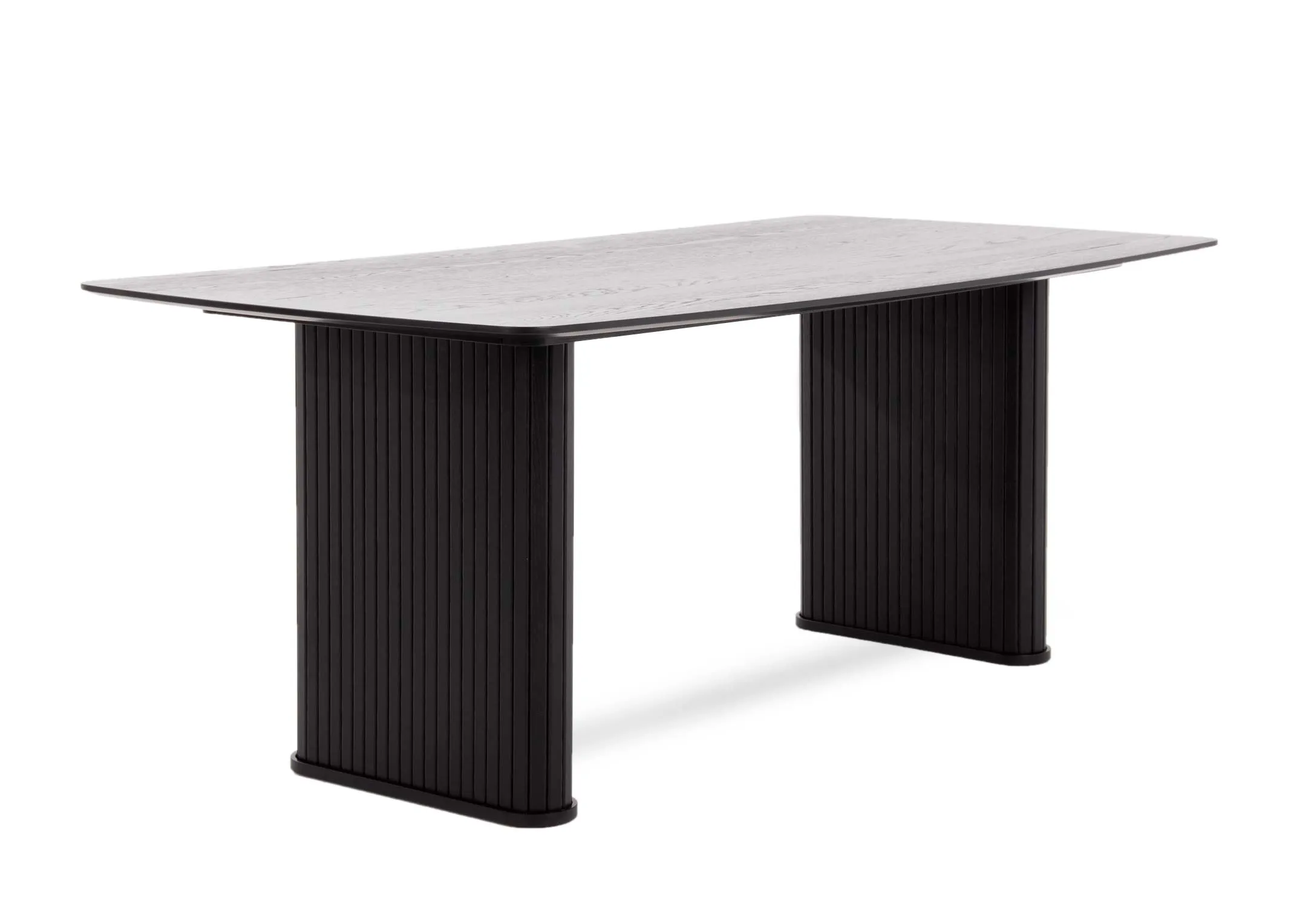 A dimension image of the Nola Black Oak Dining Table with 190cm x 100cm x 75cm