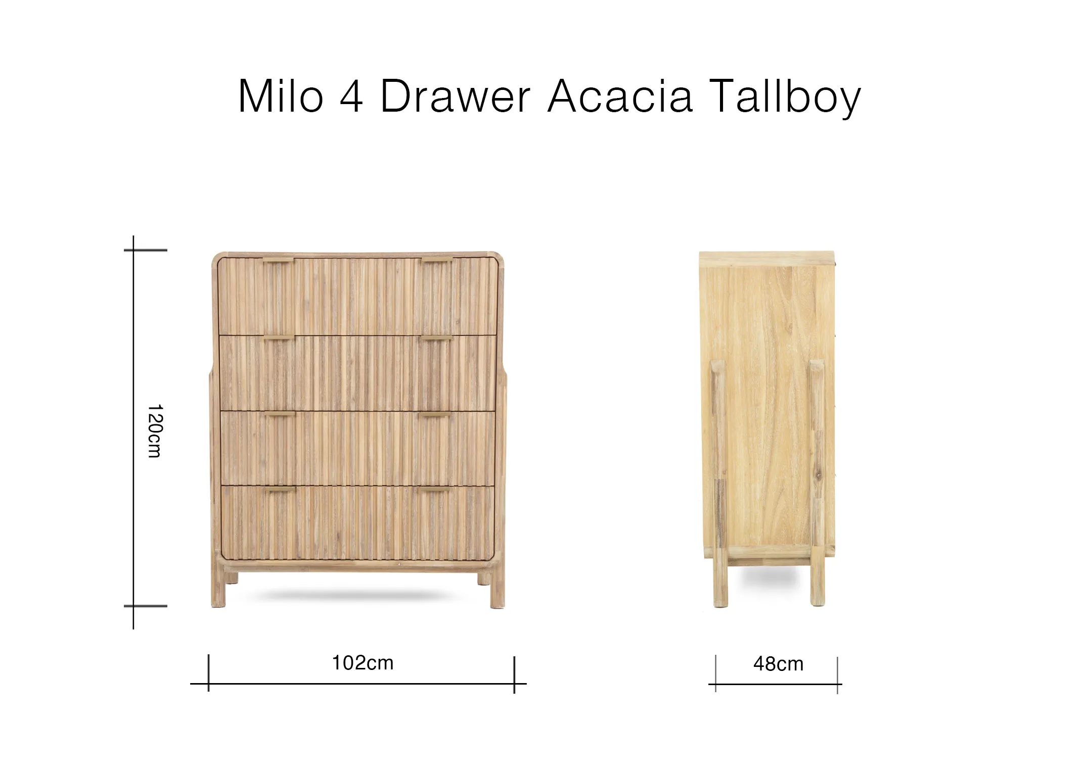 A lifestyle image of the Milo Tallboy dresser with Calista mirror and Boston chair with Footstool.