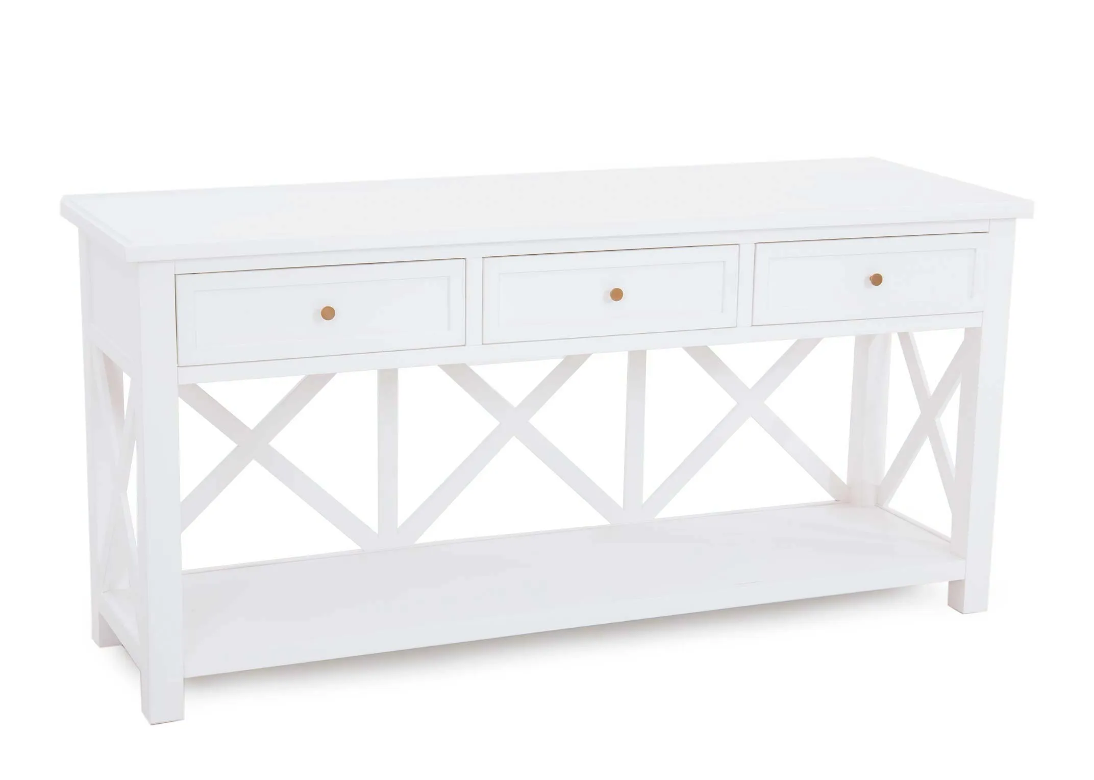 3 Drawer White Hall Table - Hampton