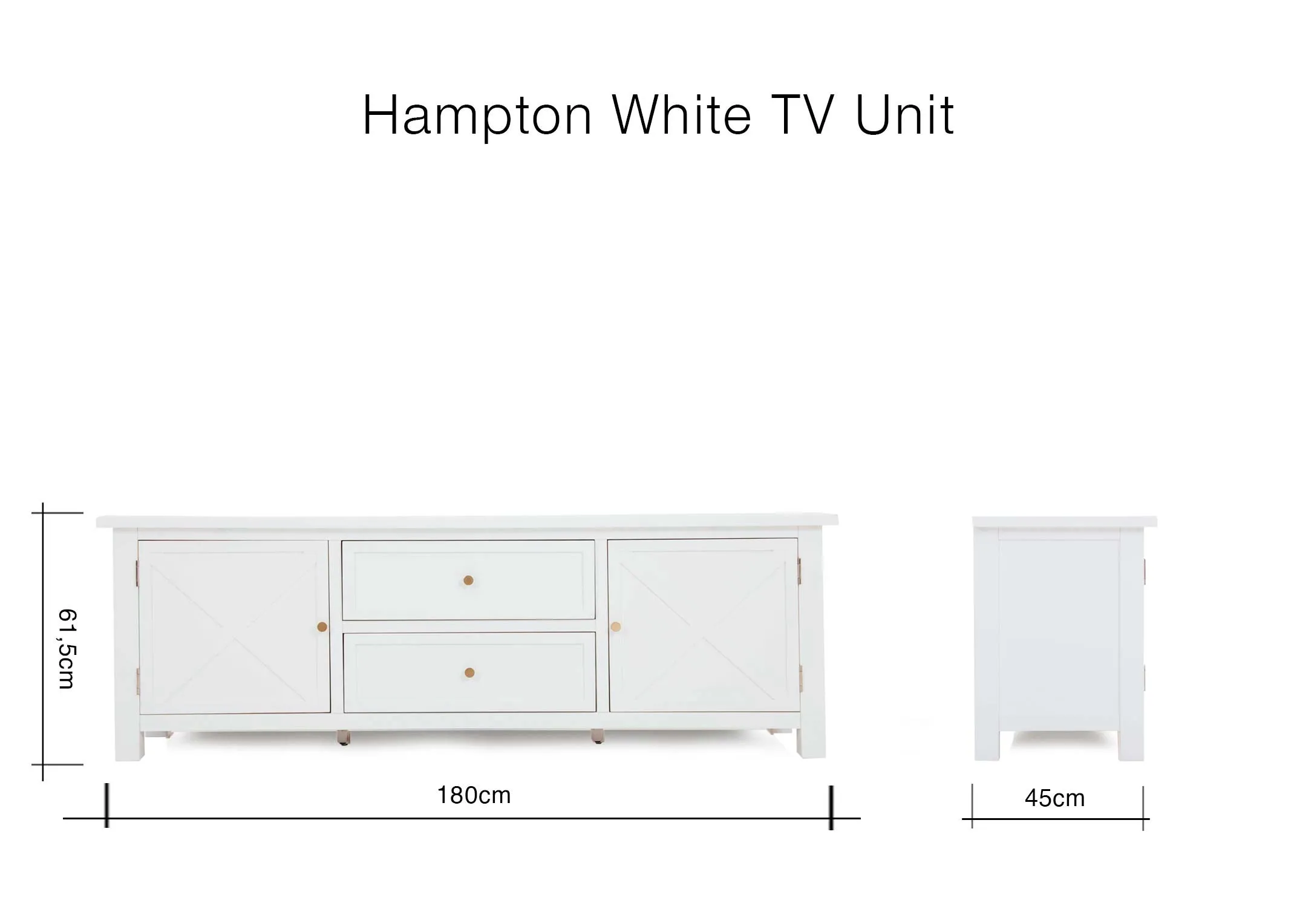 A dimension image with Hampton tv unit with 180cm x 61.5cm