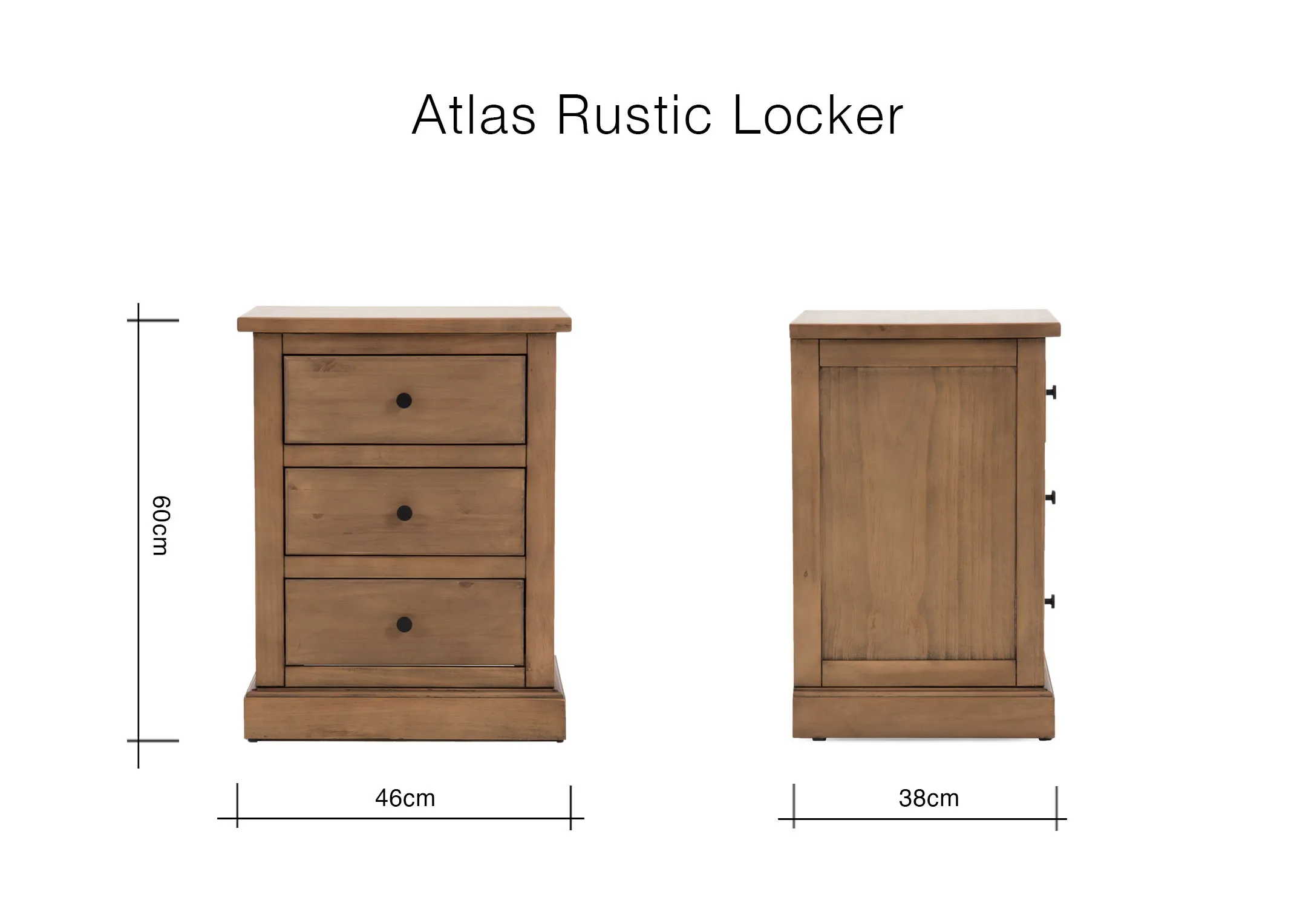 A lifestyle image of the Atlas rustic locker with mai table lamp.