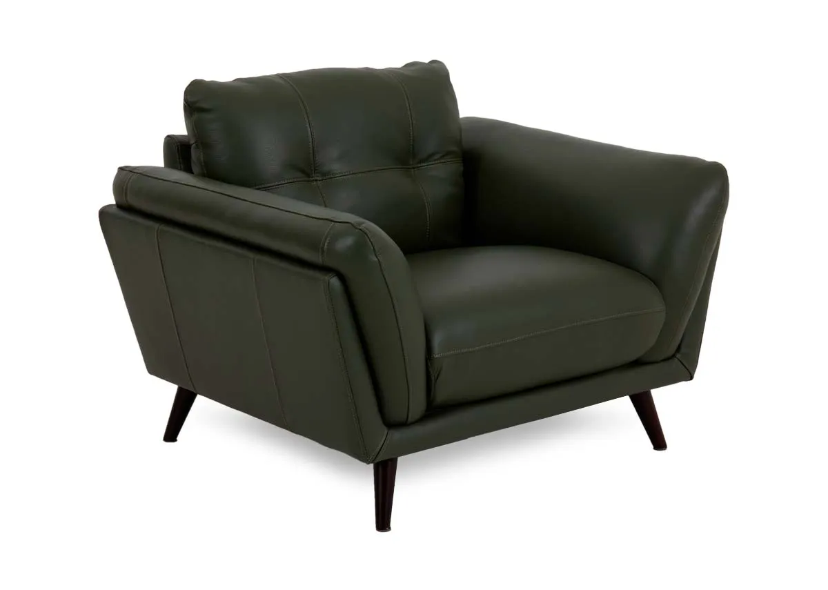 Green Leather Armchair - Toscana