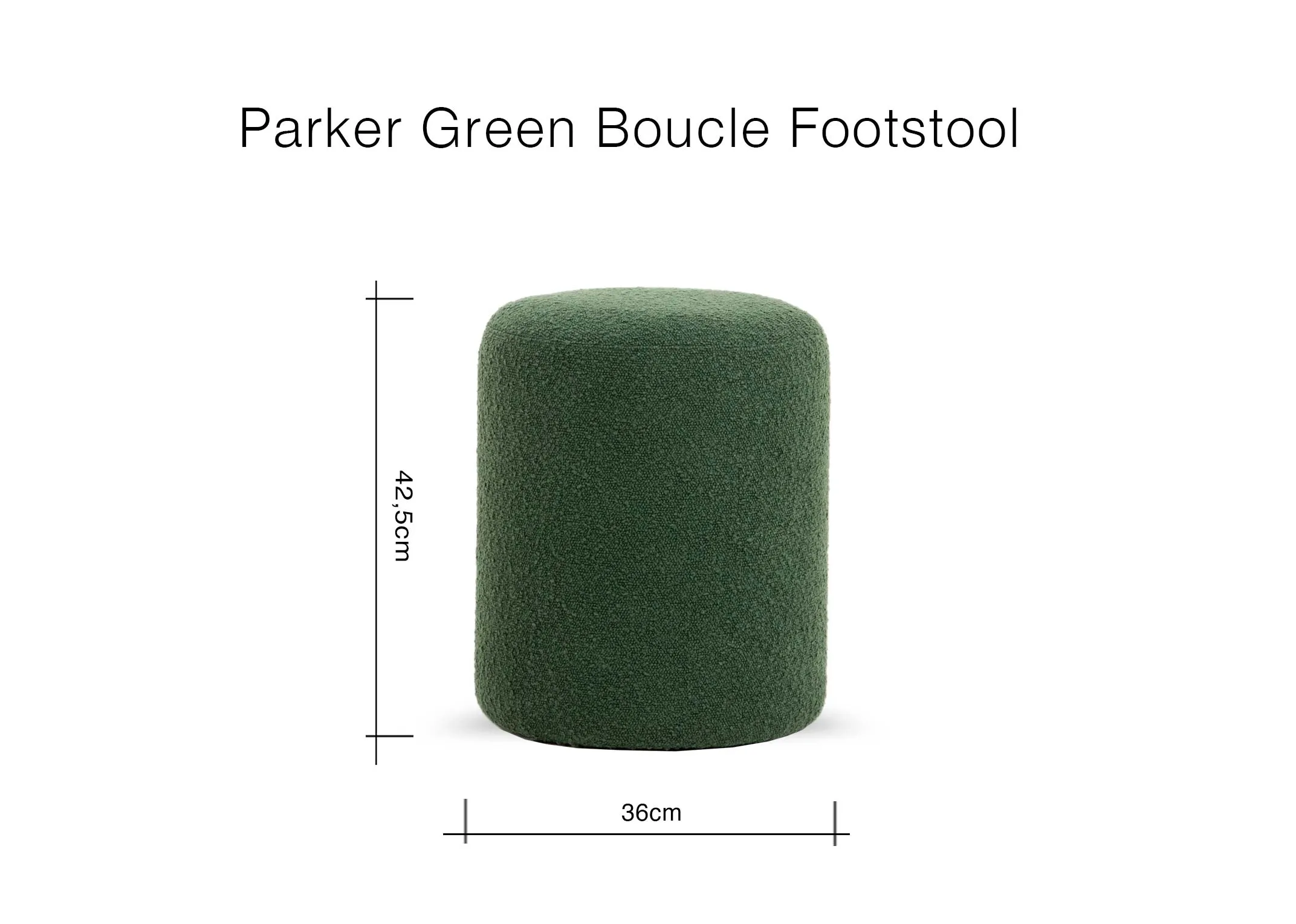  A dimension image of the Parker Footstool with 36cm x 42.5cm
