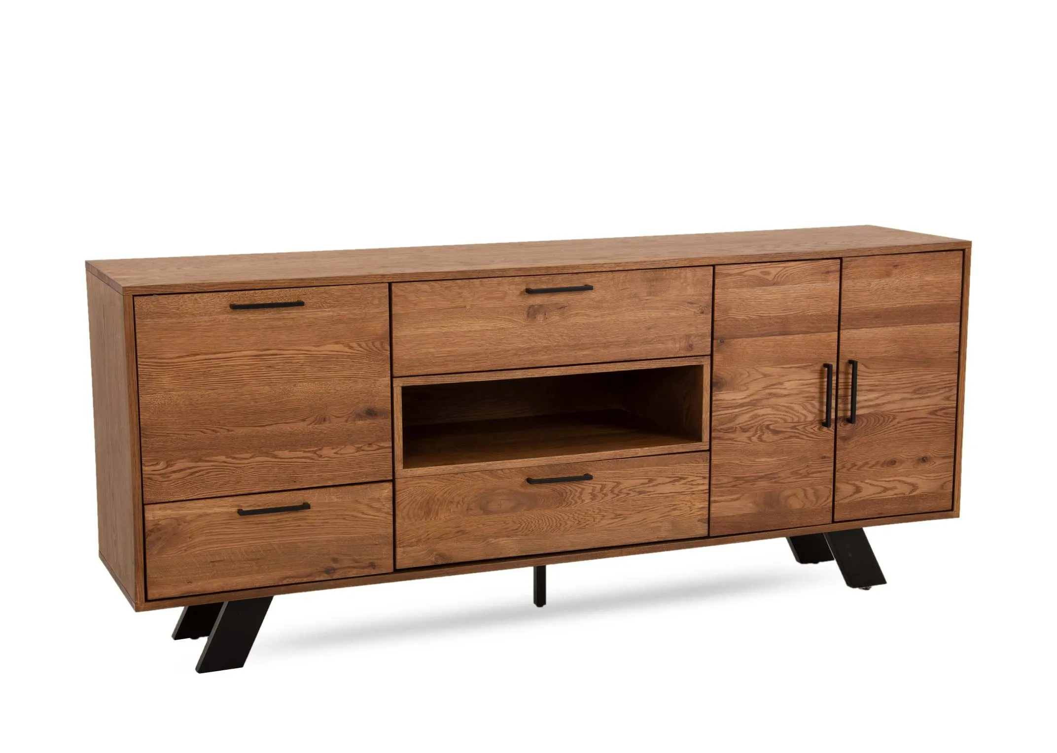 3 Door 3 Drawer Chestnut Oak Sideboard - Oslo