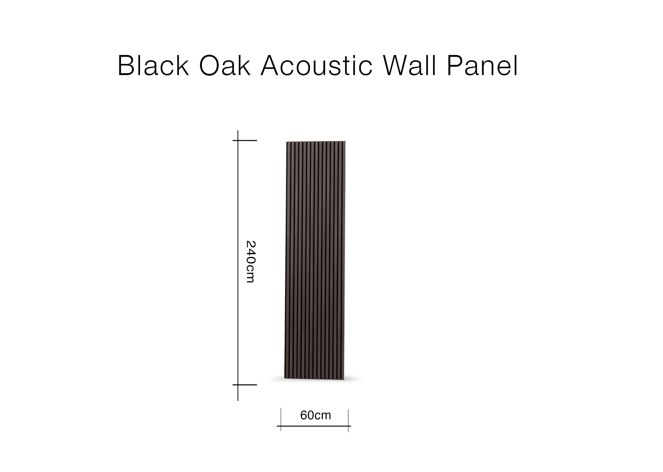 A dimension image of the Black Acoustic Wall Panels with 60cm x 240cm