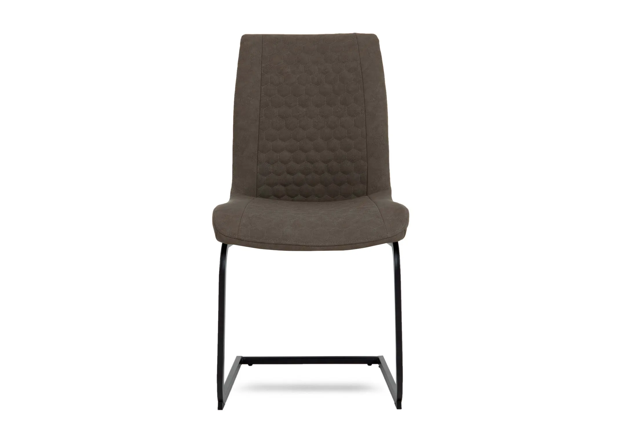 A dark olive green faux leather dining chair from EZ Livings Barton range. Front view of honeycomb design pattern.