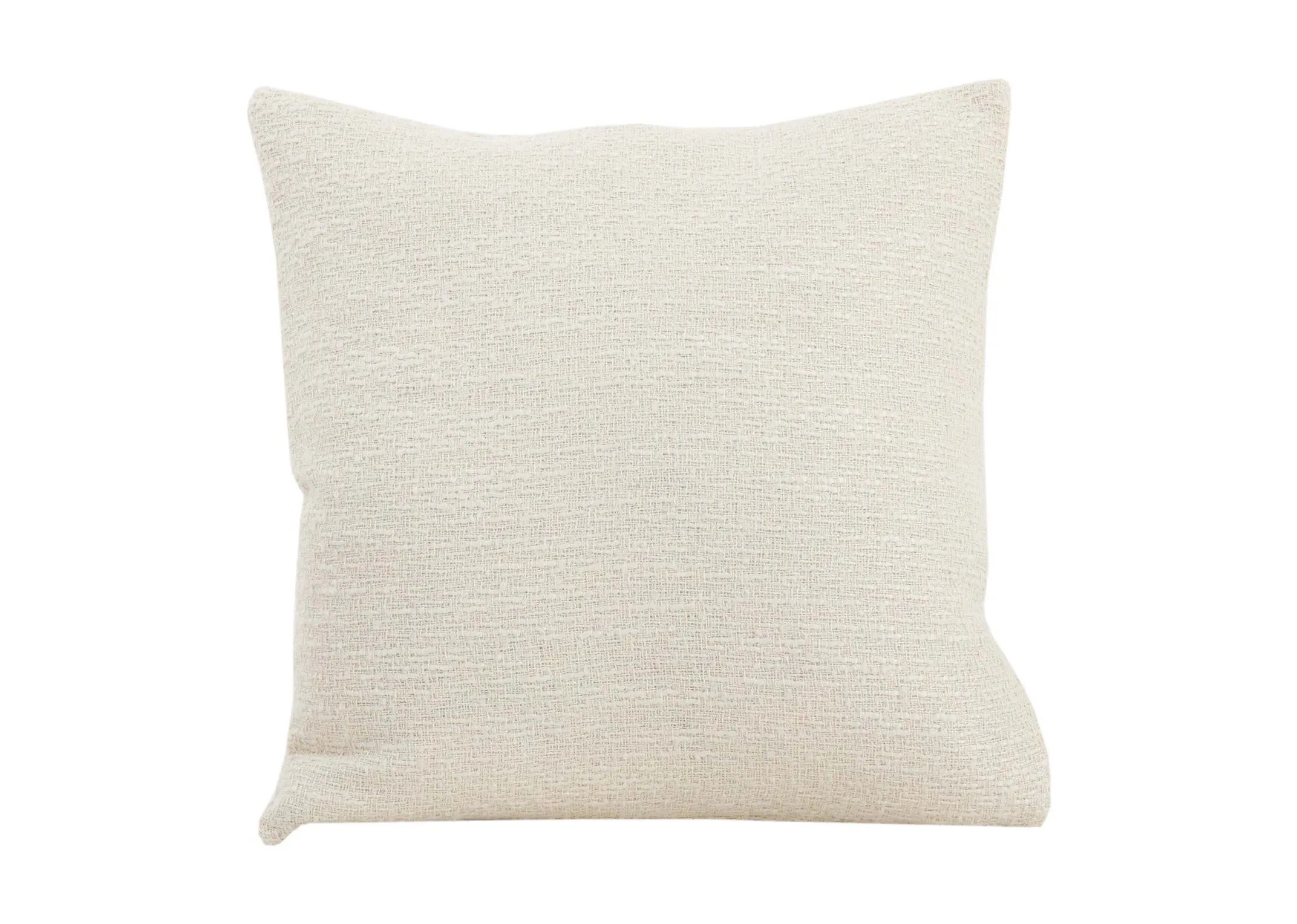 A cream knitted cushion from EZ Livings Cushion range. Front view.
