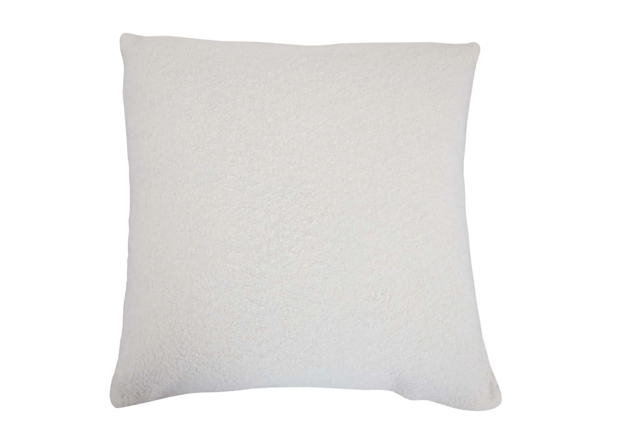 A white teddy cushion from EZ Livings Cushion range. Front view.