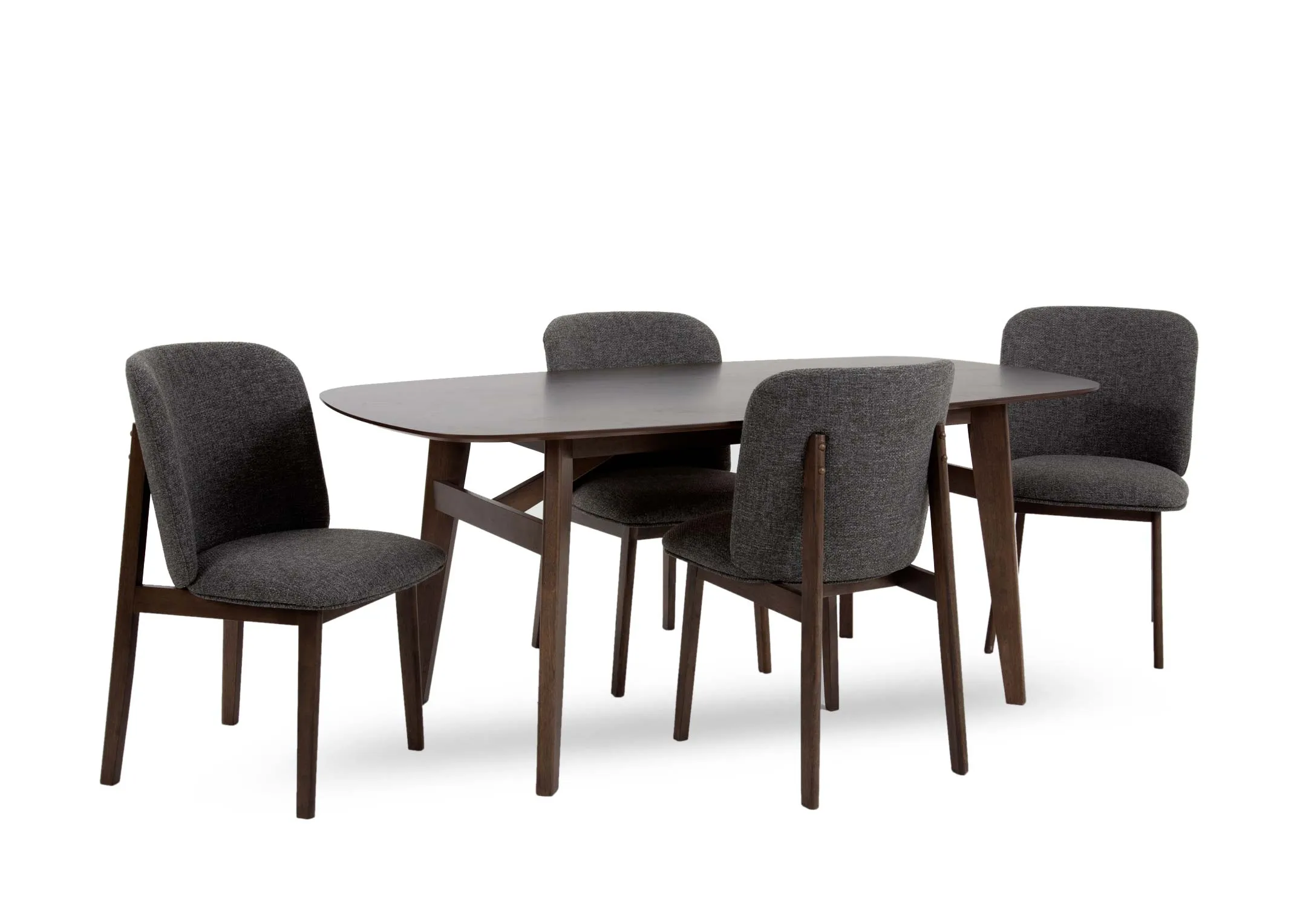 180cm Smoked Ash Dining Table & 4 Chairs Set - Bergen