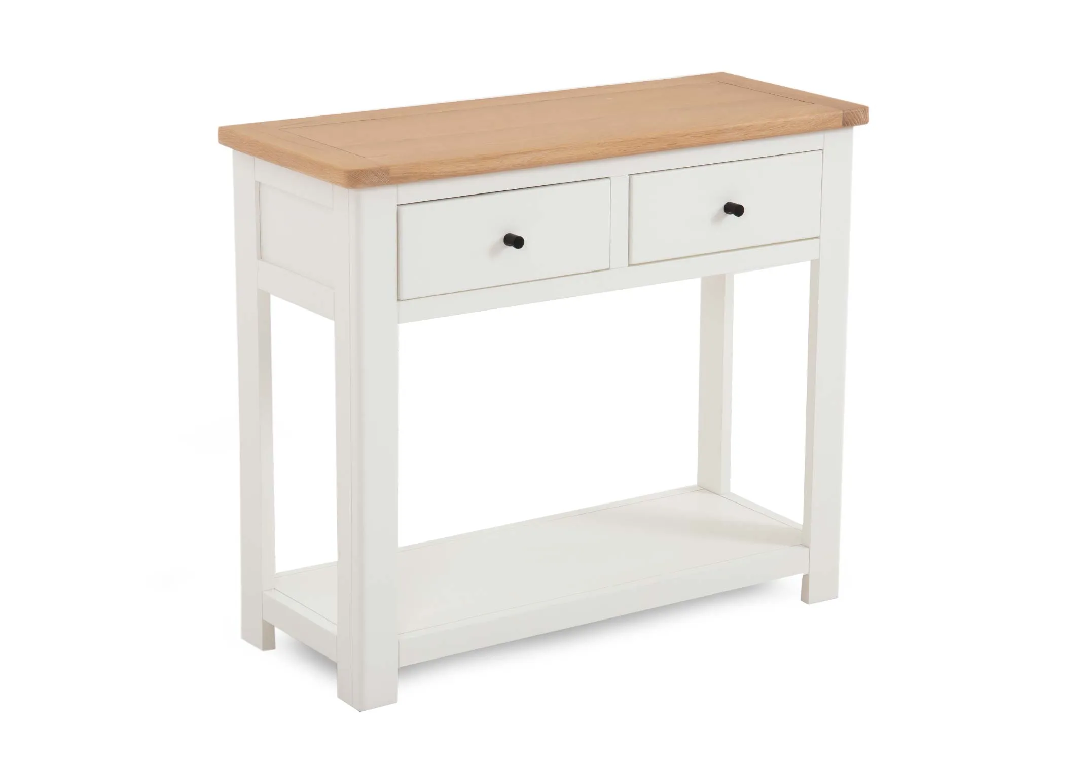 2 Drawer White & Oak Console Table - Barleycove