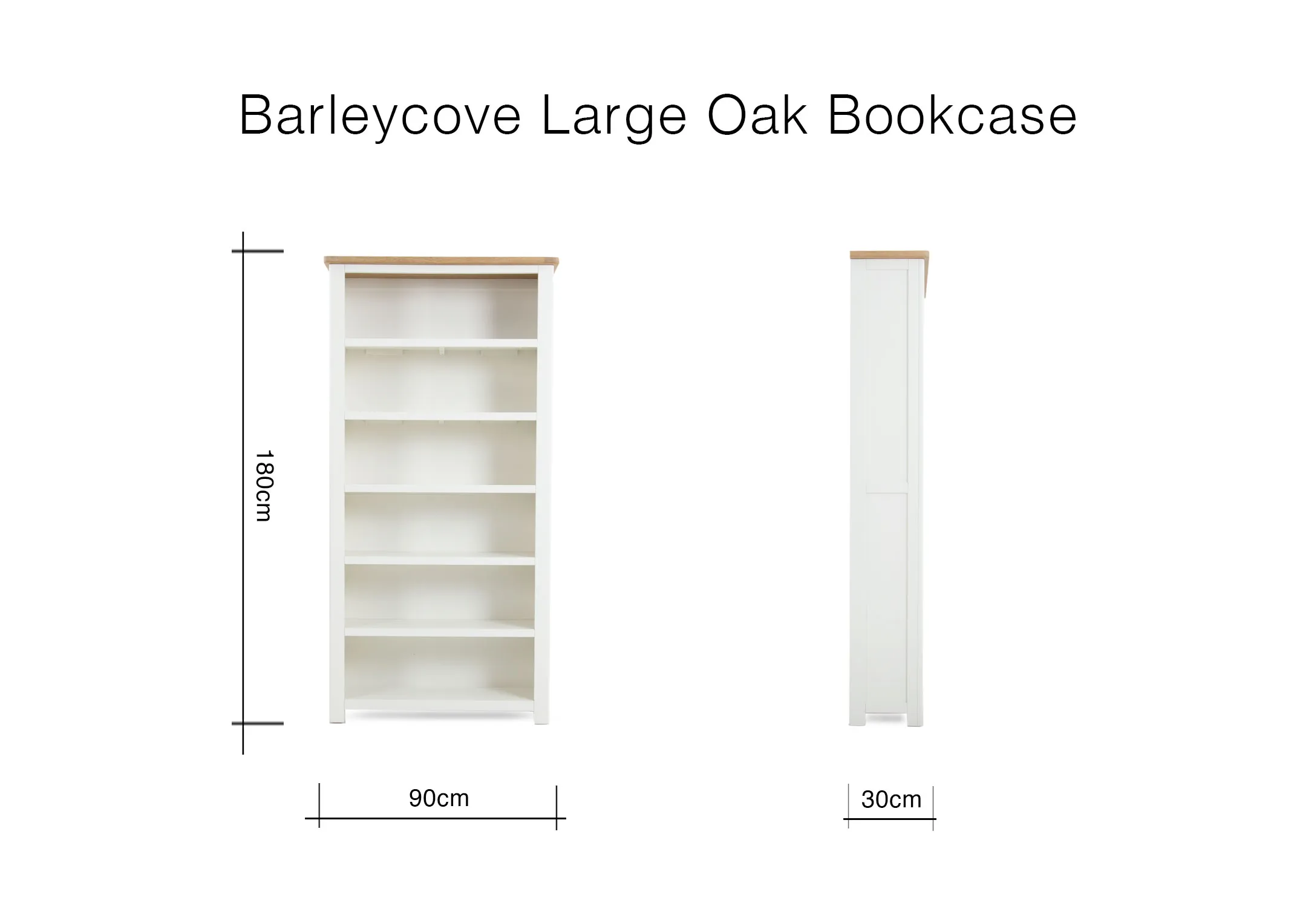 A dimension image of the Barleycove Bookacse with 93cm x