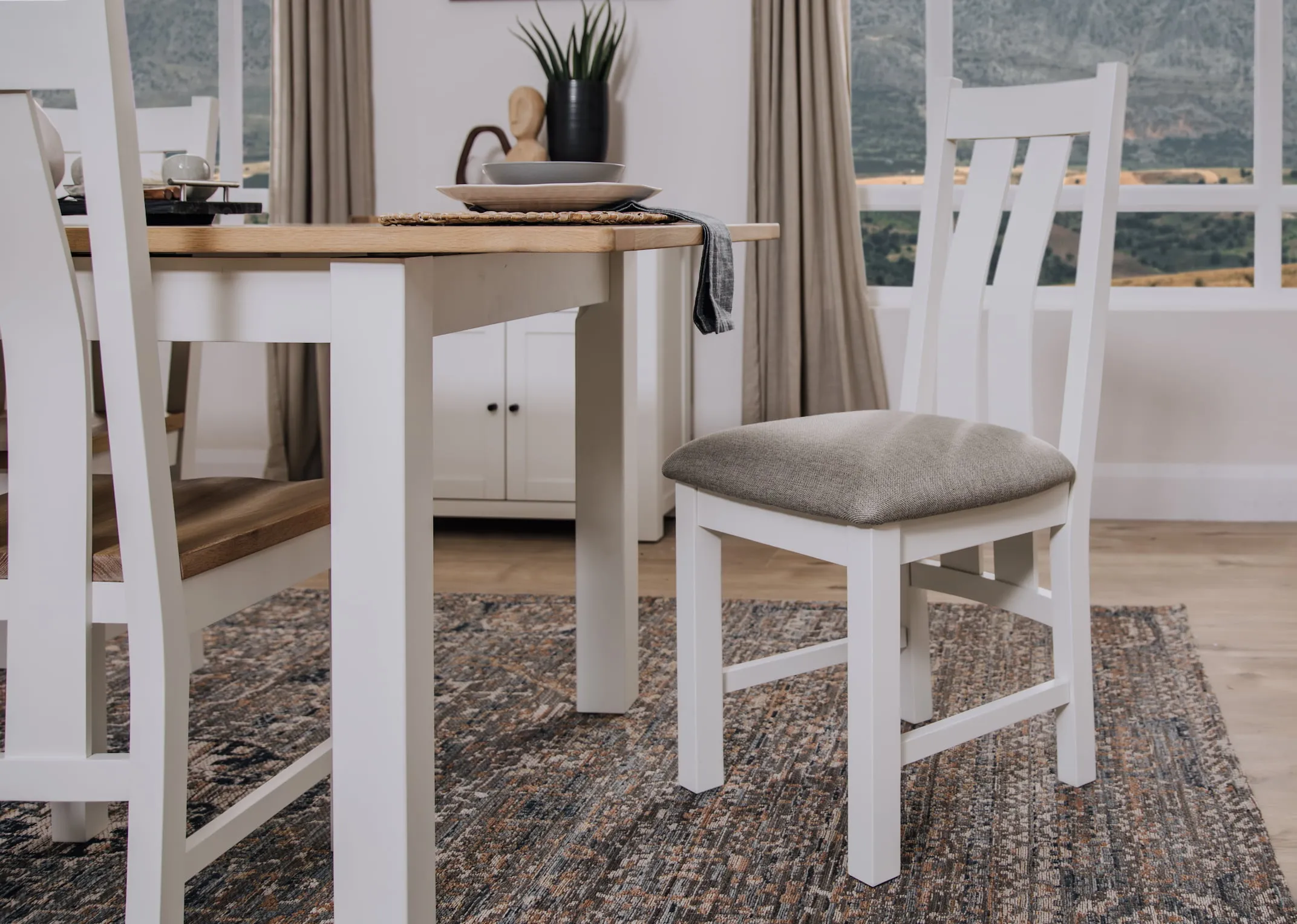 White Oak Dining Chair with Fabric Seat - Barleycove