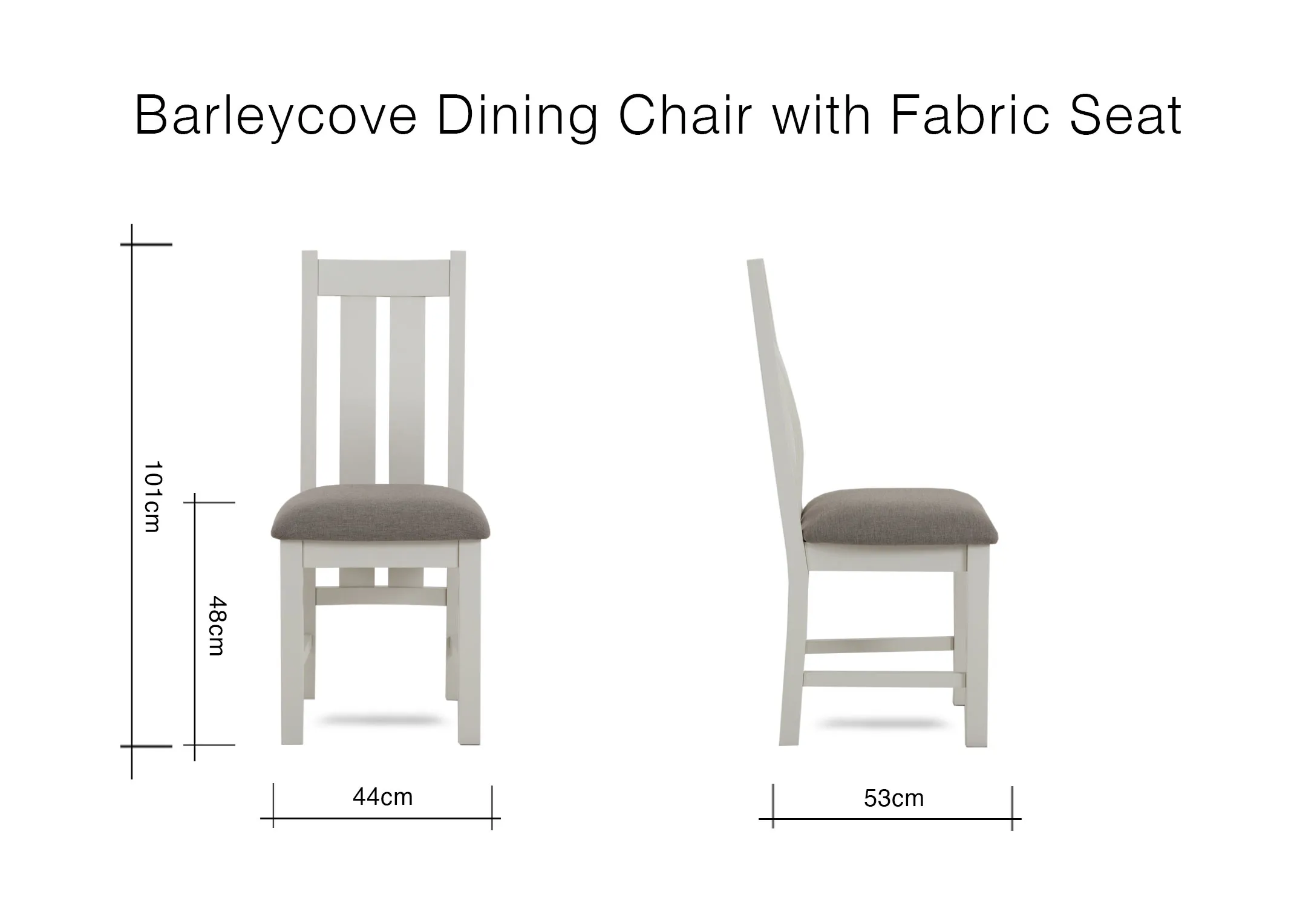 A lifestyle image of the Barleycove dining chair with fabric seat wth Dining table and sideboard.