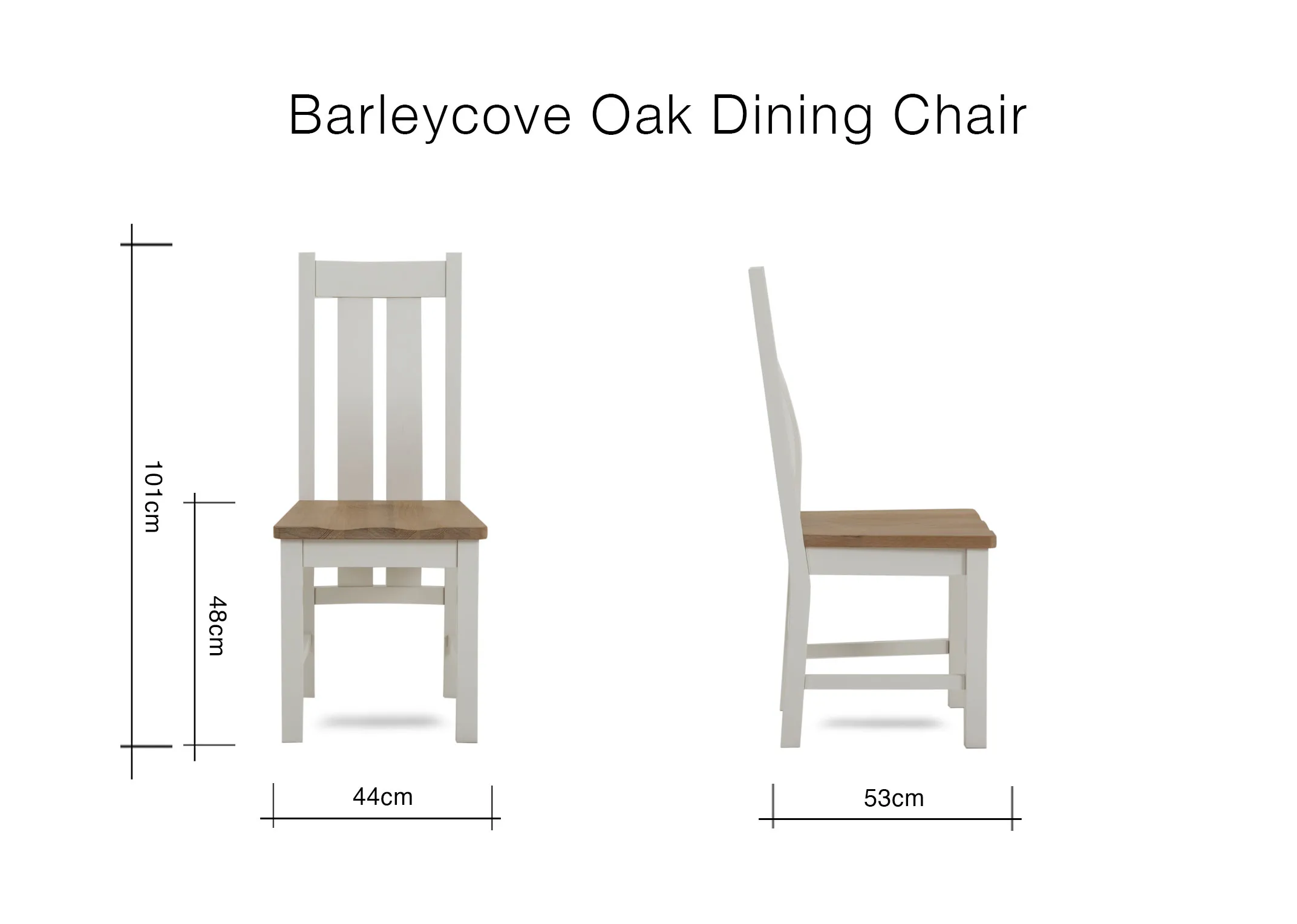 A dimension image of the Barleycove Chair with