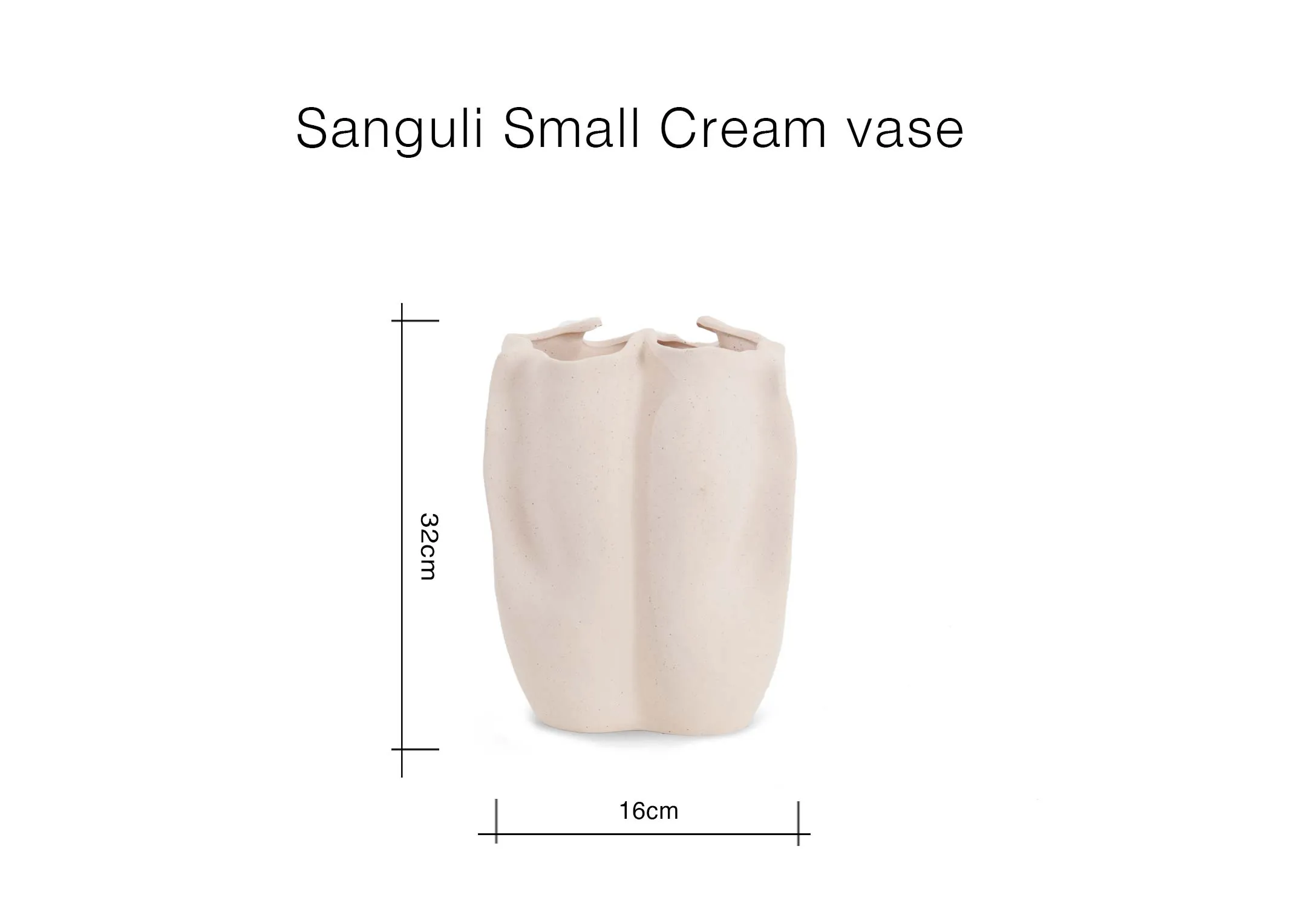 A dimension image of the Sanguli Vase with 16cm x 32cm