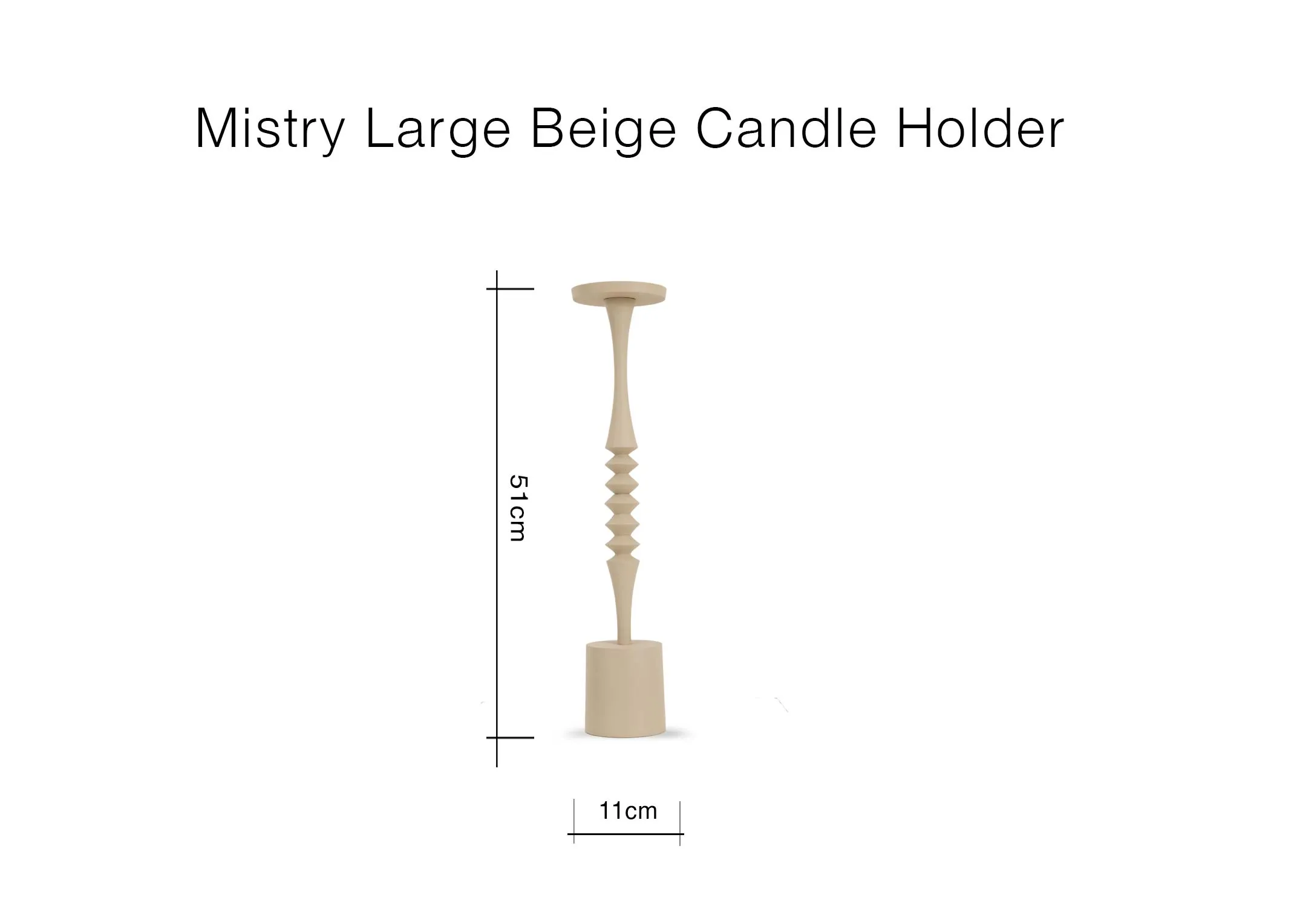 A dimension image of a Large Mistry Candleholder with 11cm x 51cm