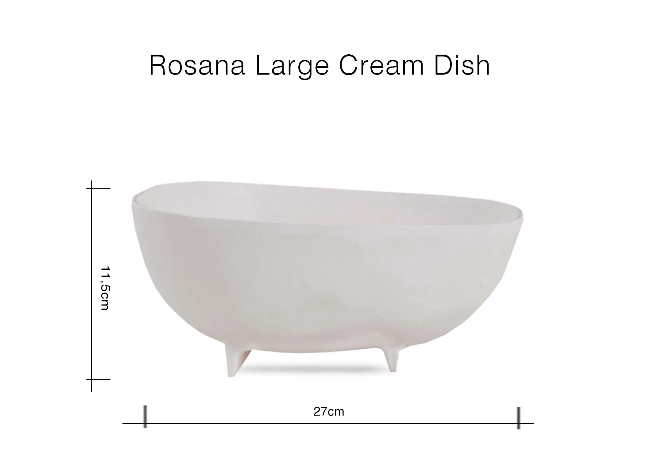 A lifestyle image of the Rosana cream dish on a tambour dining table with Marion chair.