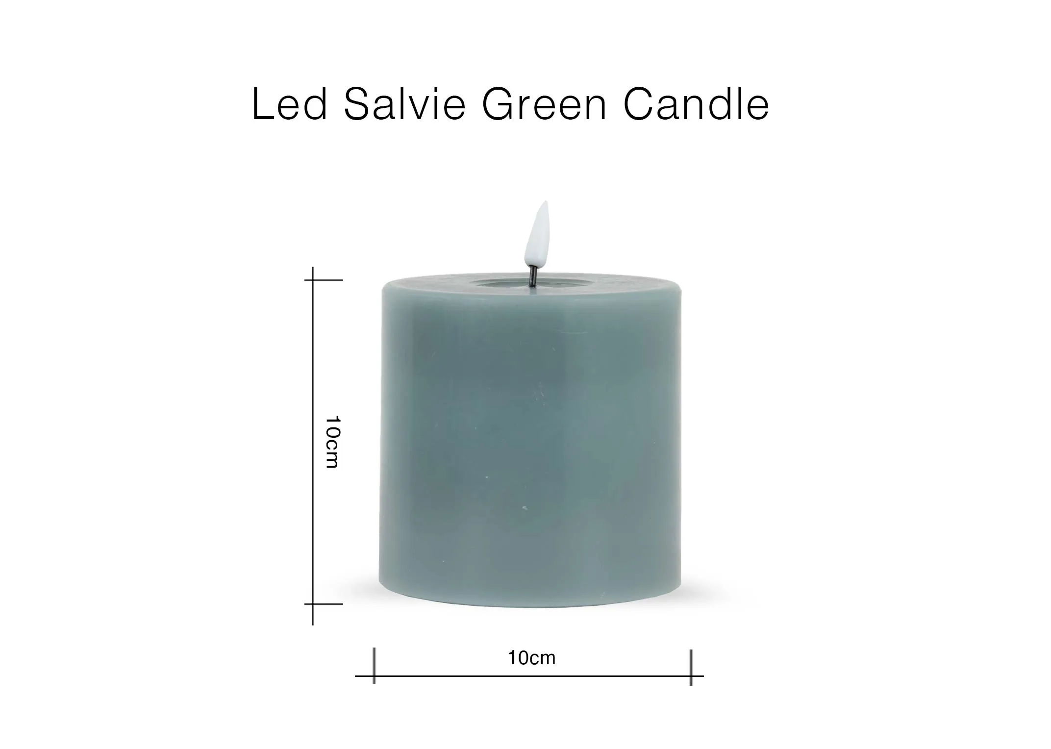 A dimension image of the Salvie Green Candle in 10cm x 10cm