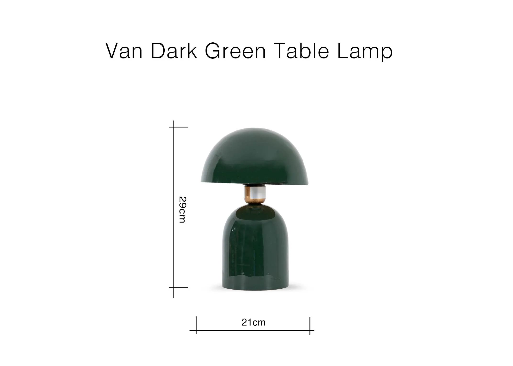 A dimension image of the Van table lamp with 21cm x 29cm