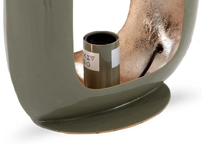 A square green enamel table lamp from EZ Livings Watson range.Closeup of e27 bulb fitting.