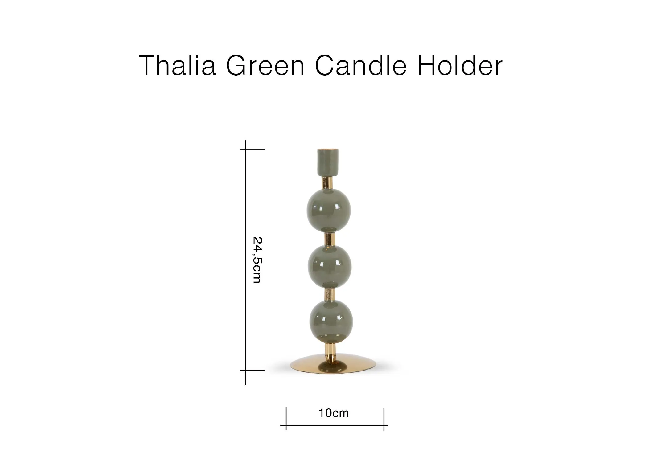 A dimension image of the Thalia Candleholder with 10cm x 24.5cm 
