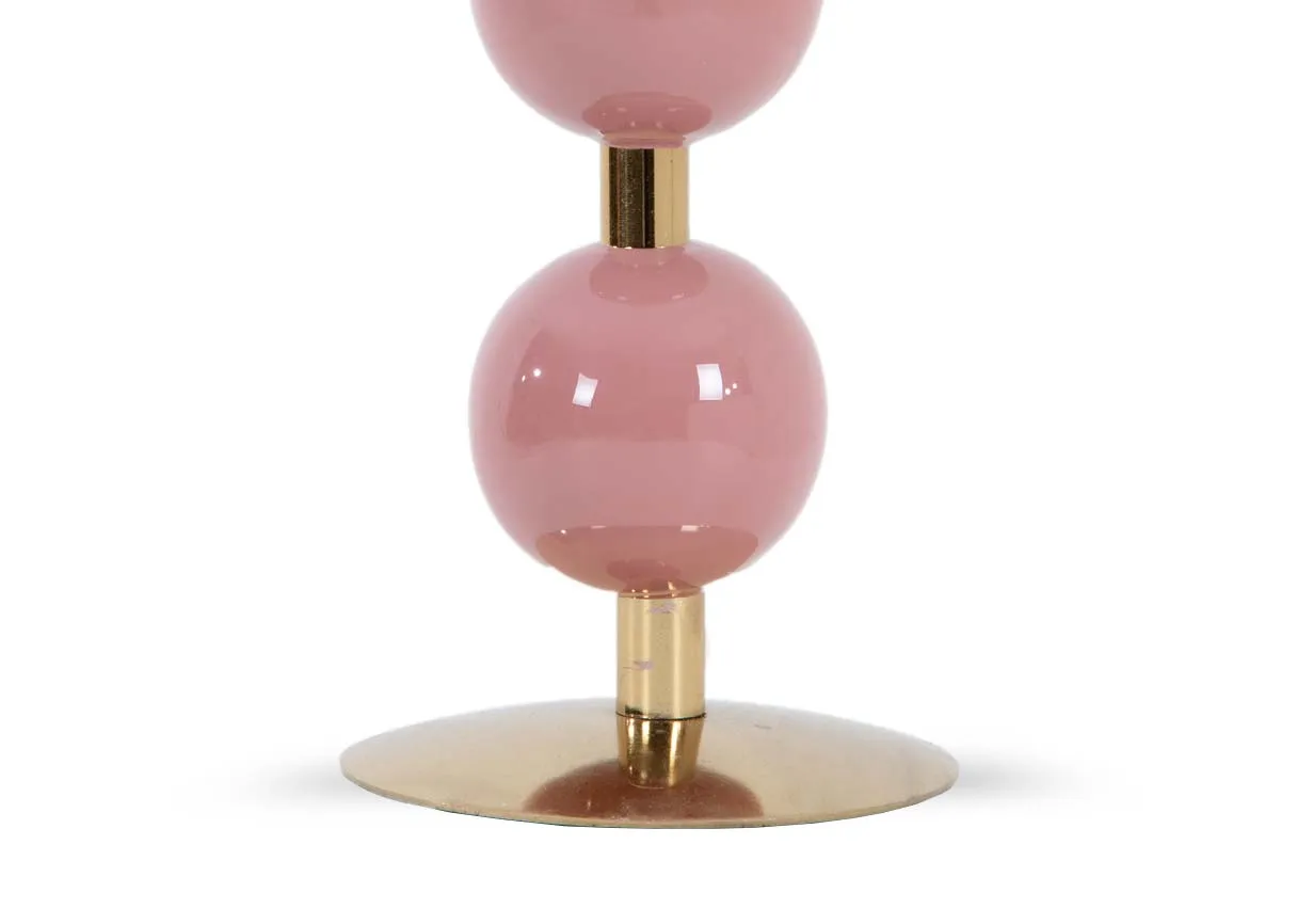 A dimension image of the Talulla Pink Candle Holder with 8.5cm x 18cm