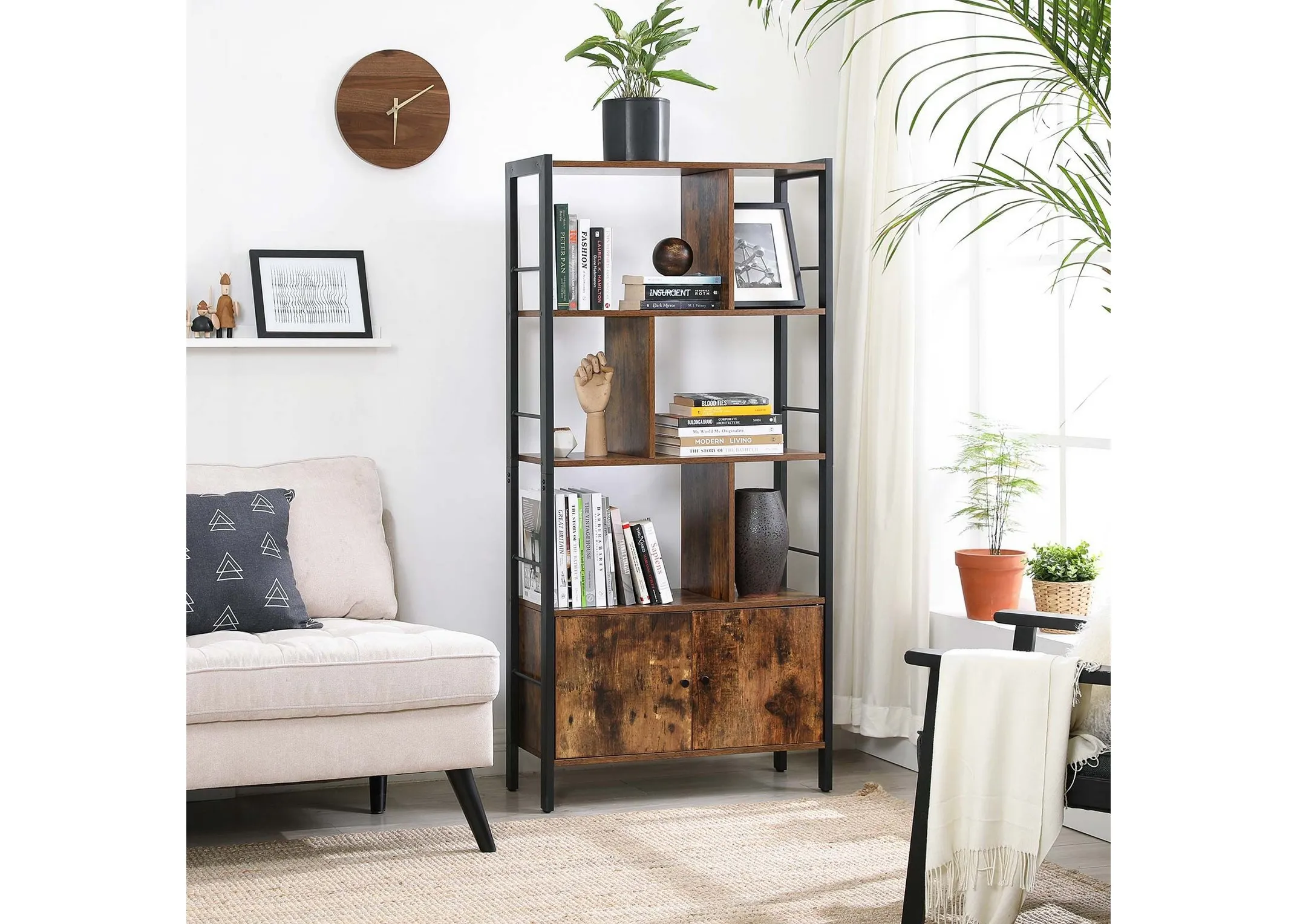 2 Door Rustic Brown Display Cabinet - Jools