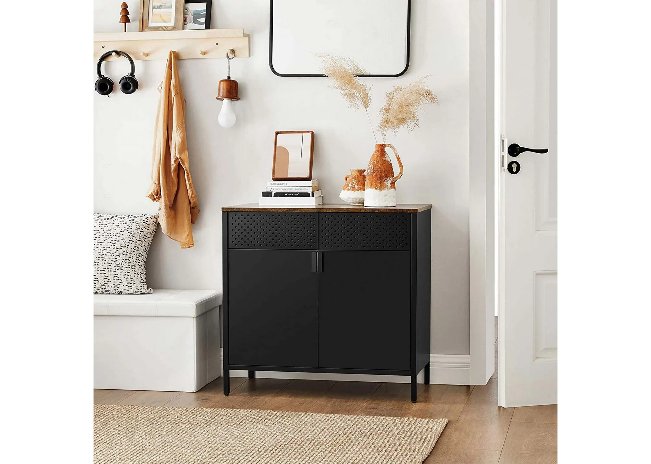 2 Door Black Metal Sideboard - Walter