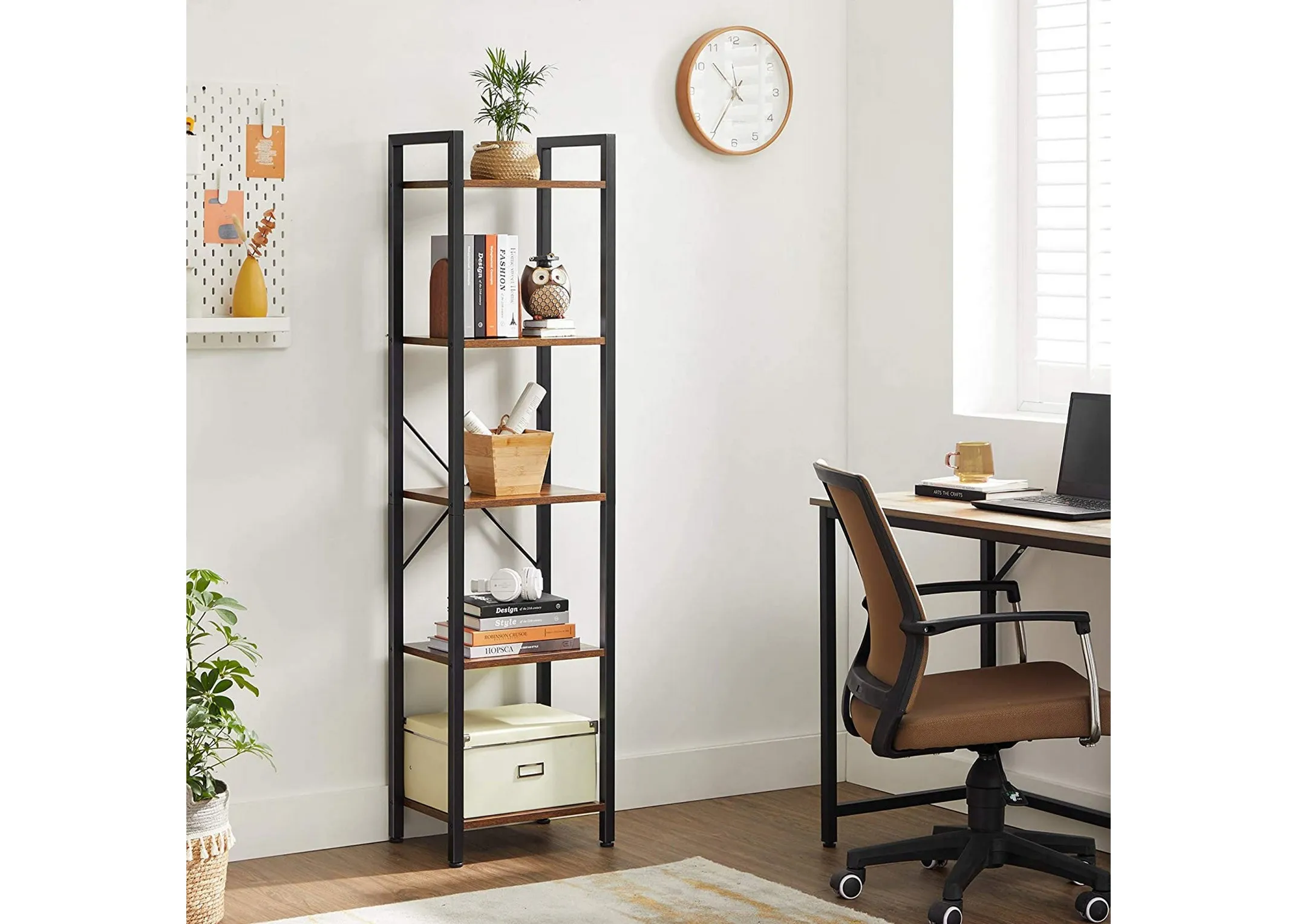 Slim Rustic Brown Bookcase - Specter