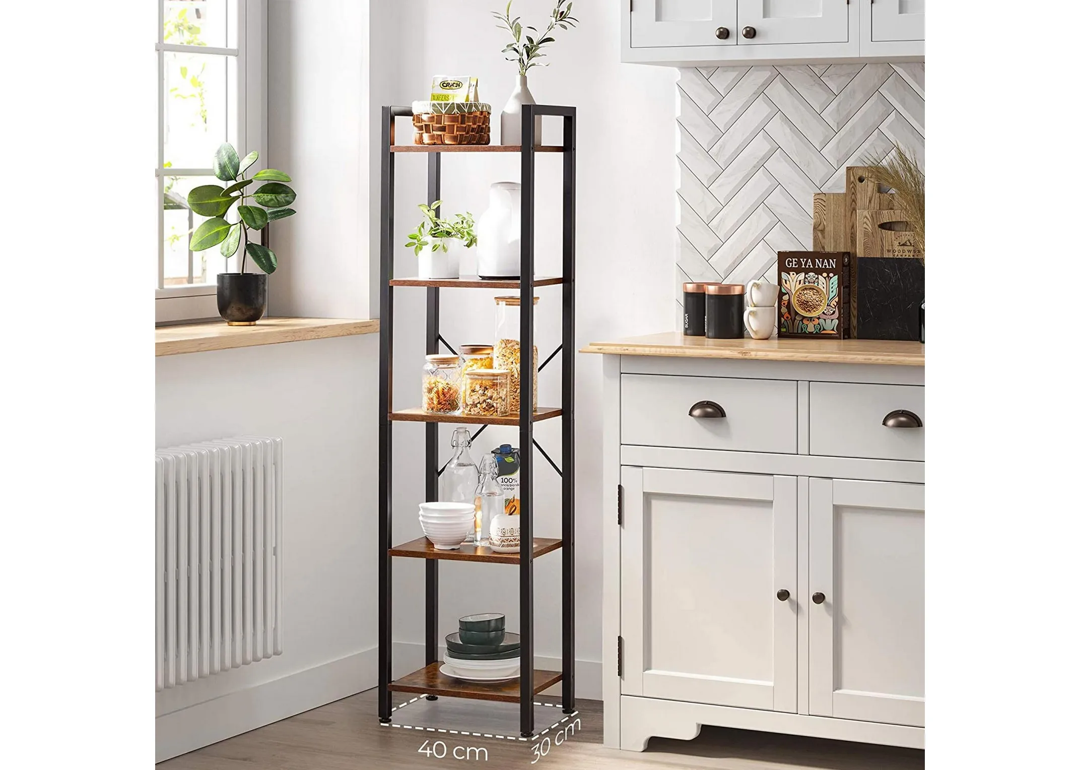 A lifestyle image of the Specter Slim display unit in use as a storage larder ina kitchen