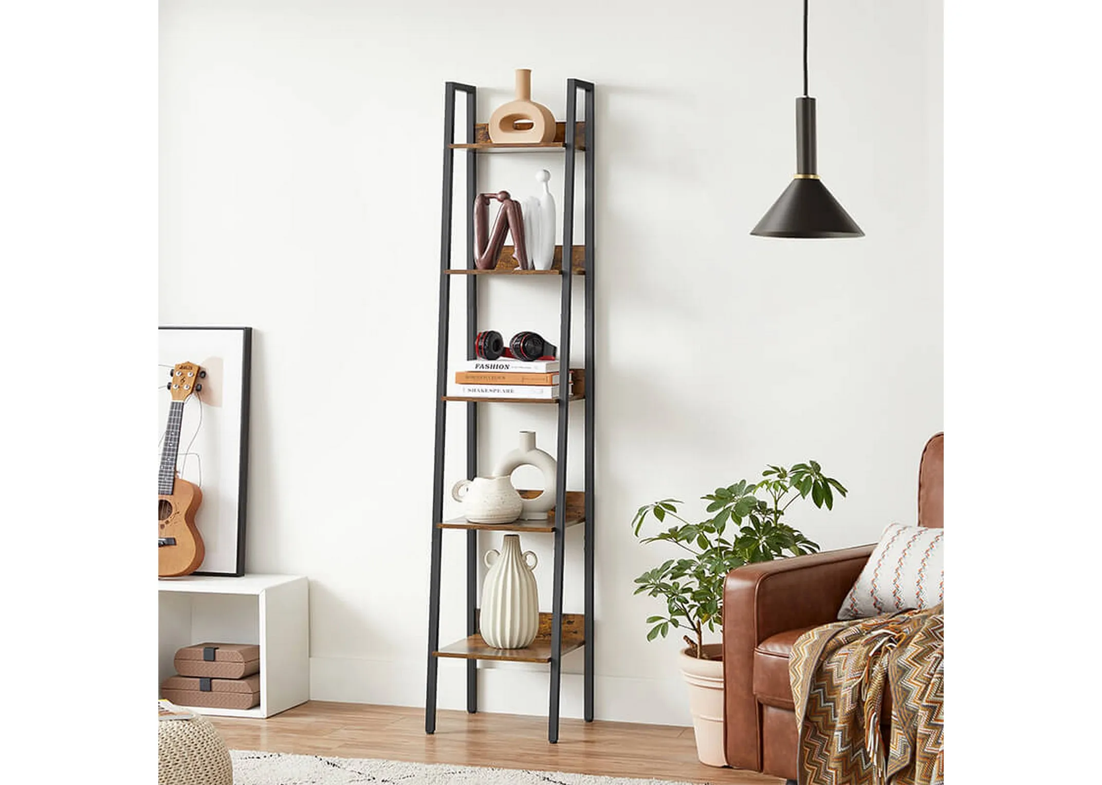Rustic Brown Ladder Shelves - Specter