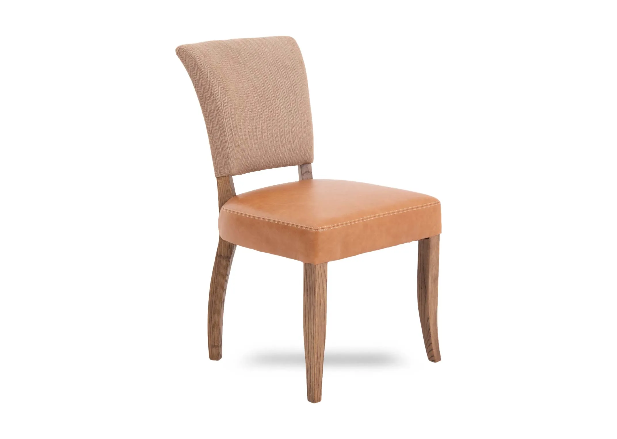 Tan Leather & Fabric Dining Chair - Biarritz