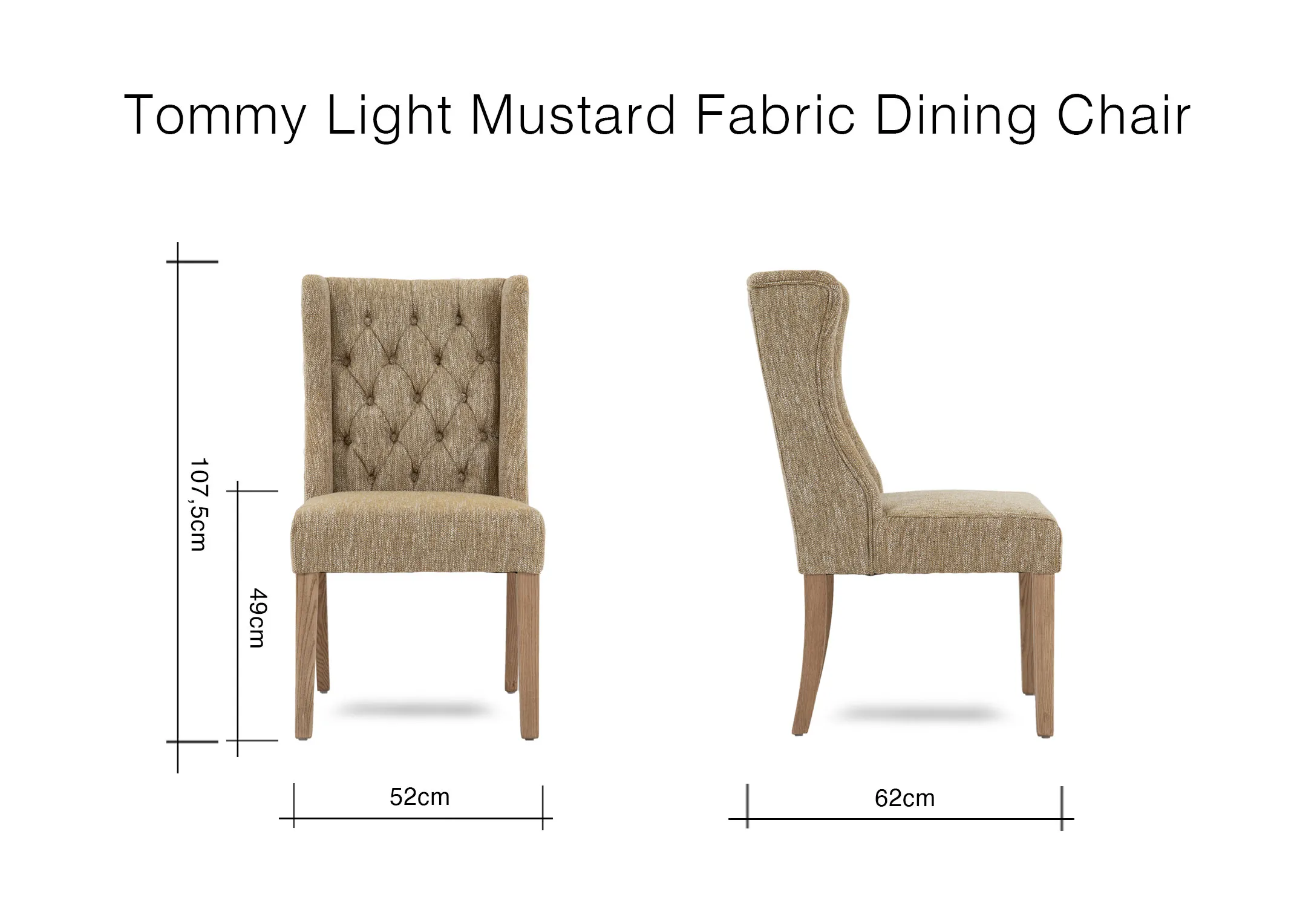 A lifestyle image of the Walstead dining table with Nizza rug and Tommy mustard fabric chairs .