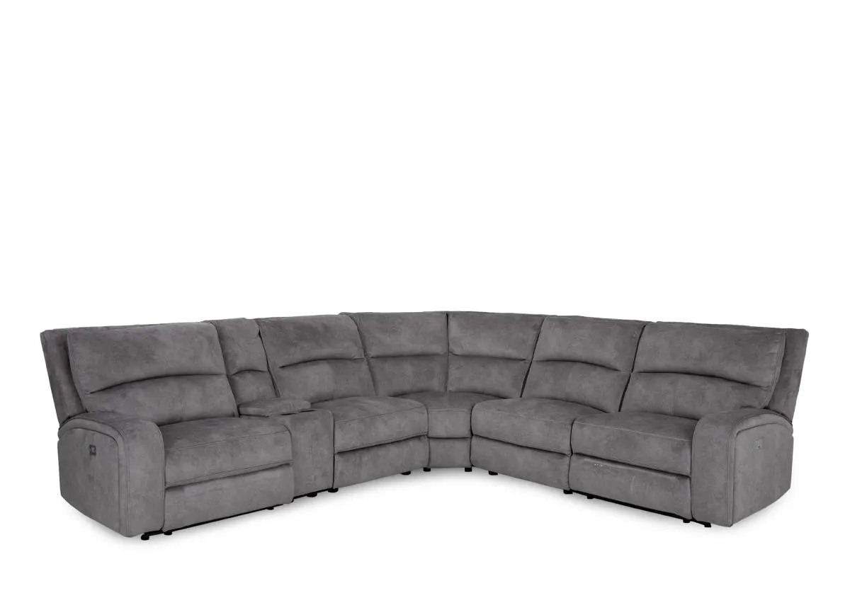 Large Grey Fabric Reclining Corner Sofa - Oscar