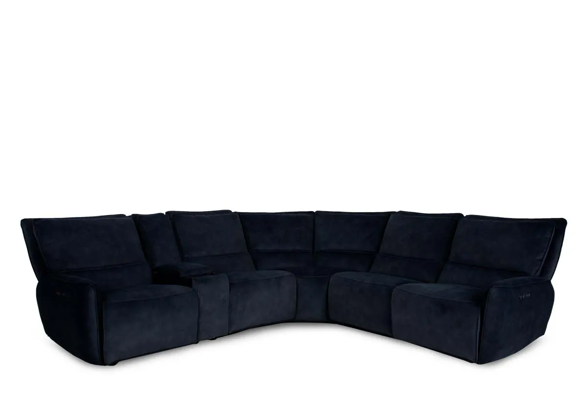 Large Navy Fabric Zero Gravity Recliner Corner Sofa - Quentin