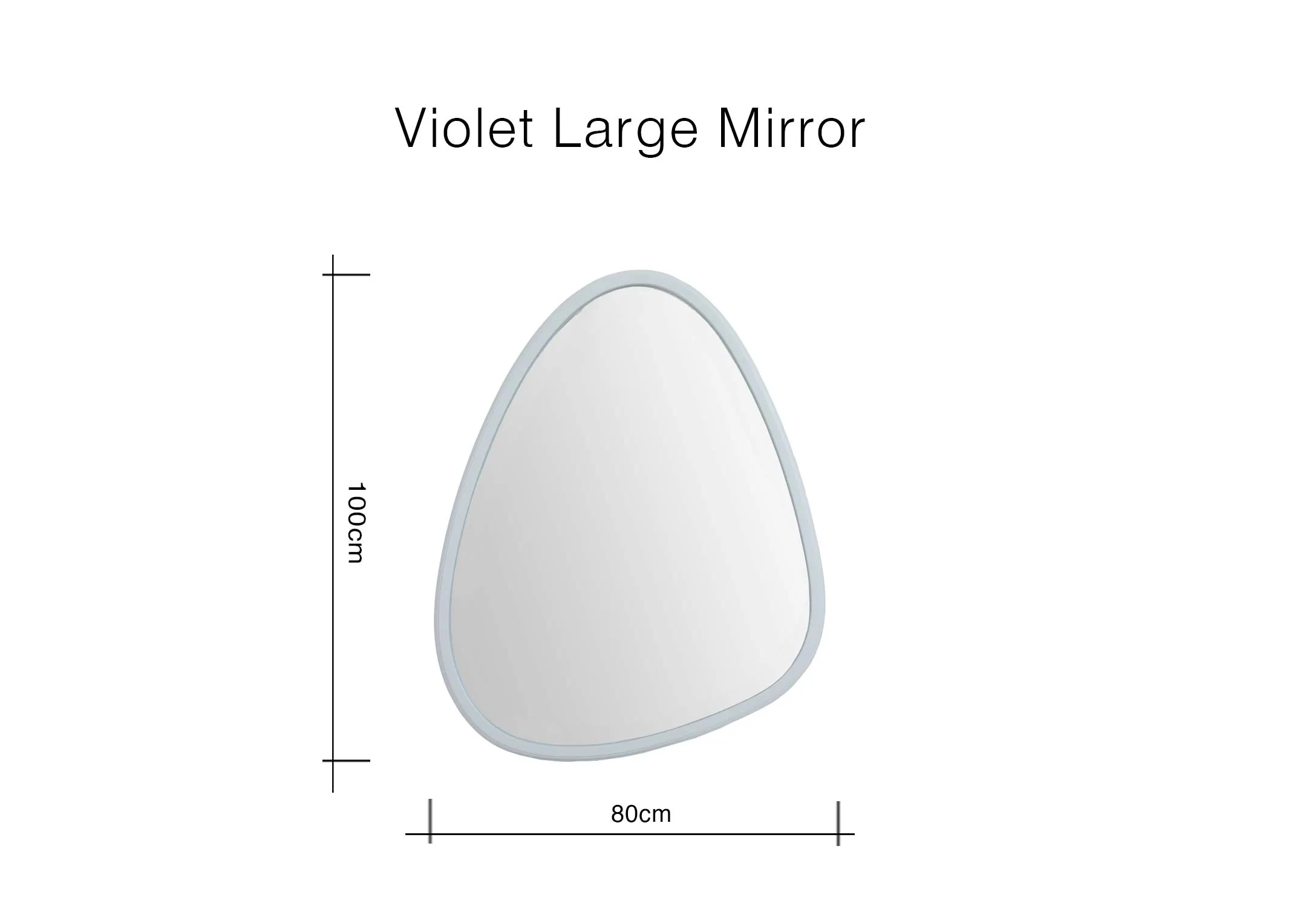 A dimension image of the Violet Large Mirror with 80cm x 65cm