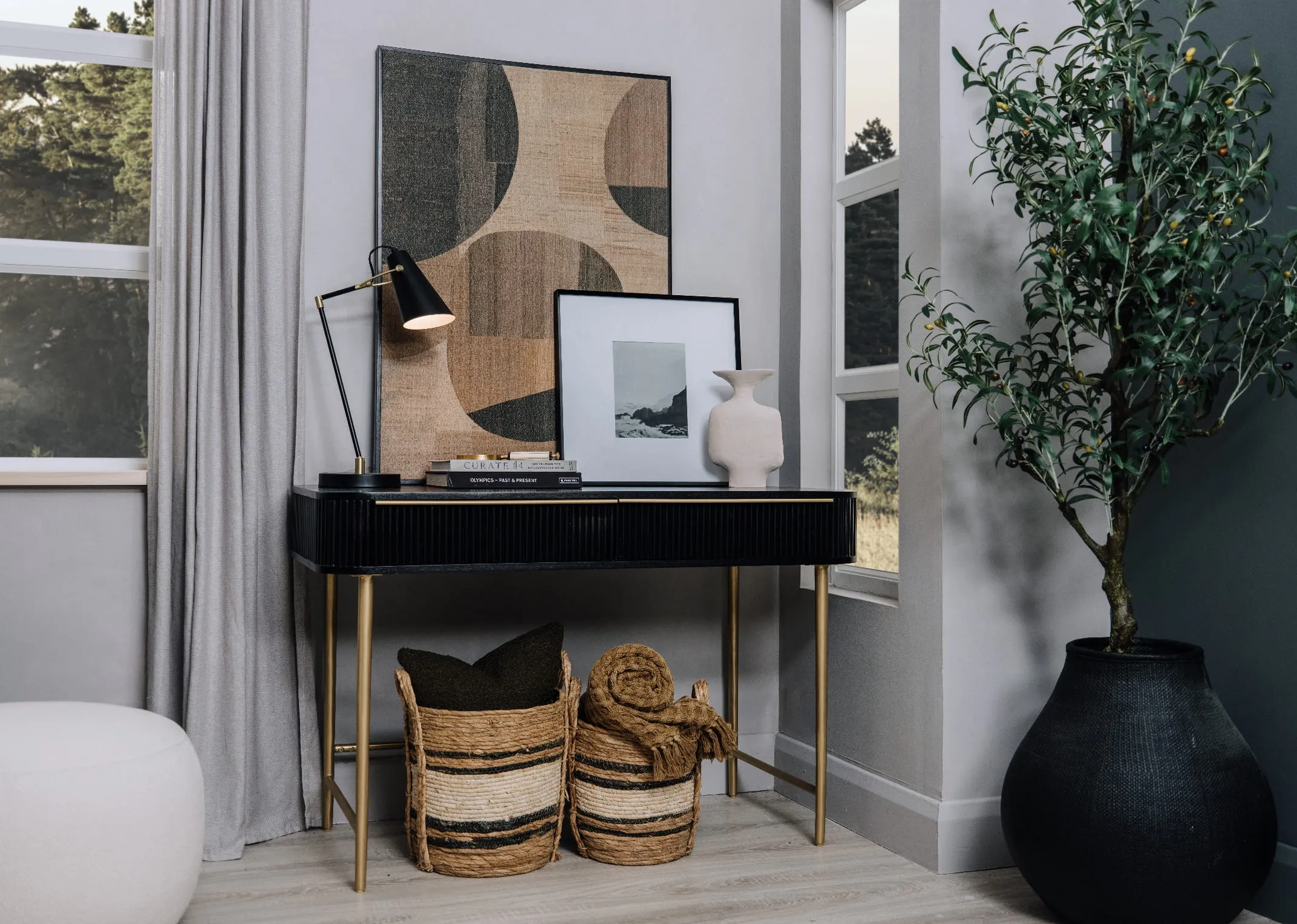 Black Mango Console Table/Desk - Rego