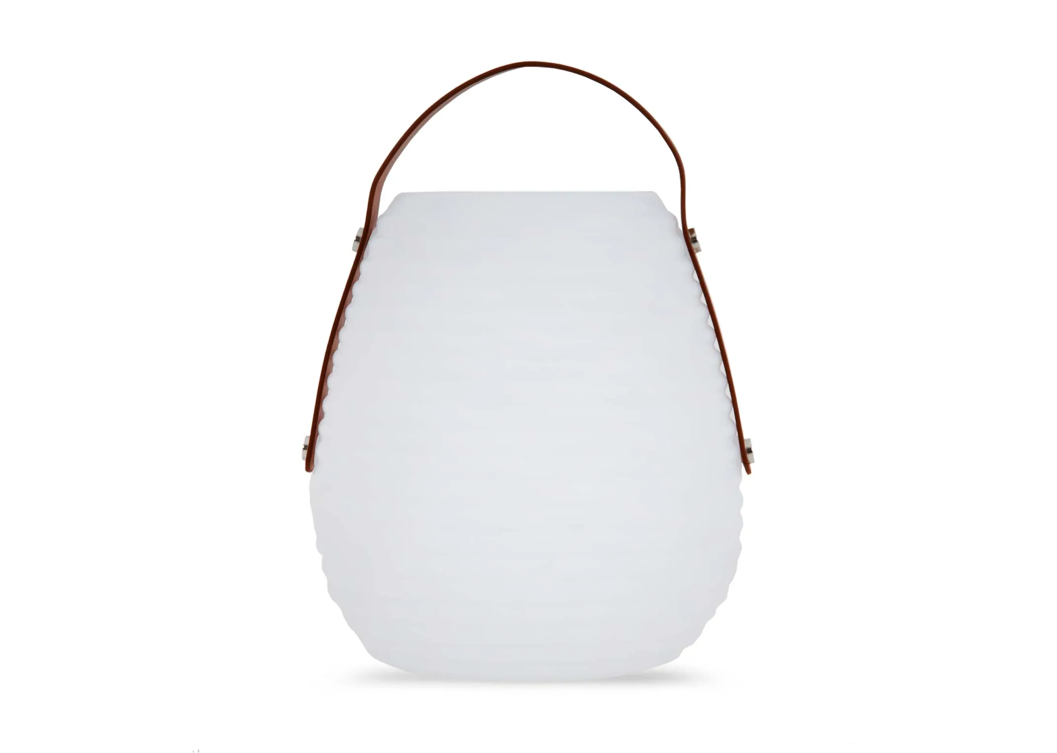 An outdoor white table lamp from EZ Livings Altair range. Front view