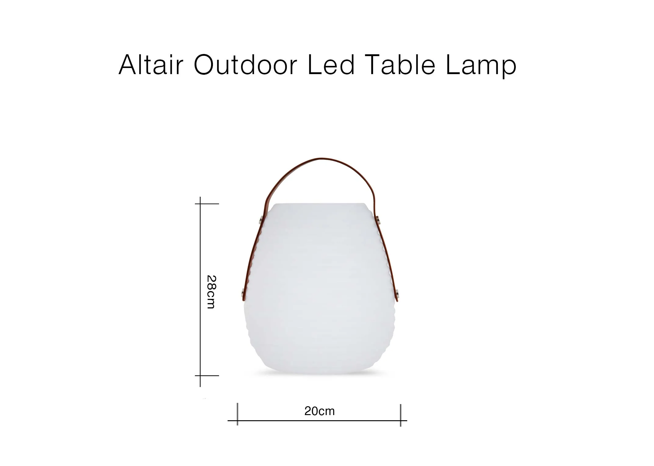 A dimension image of the Altair Lamp with 20cm x 28cm